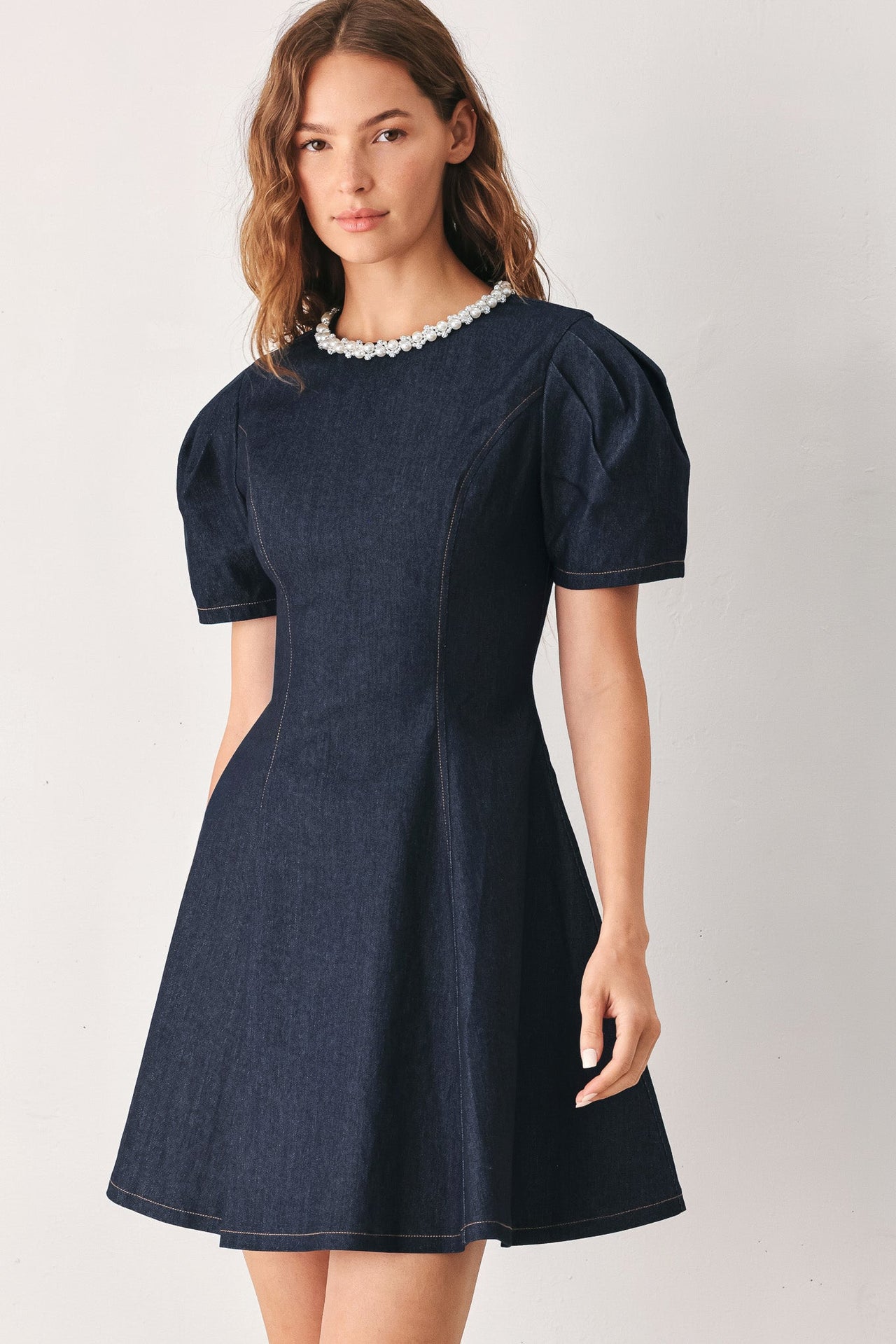 SWEET INDIGO DENIM MINI DRESS