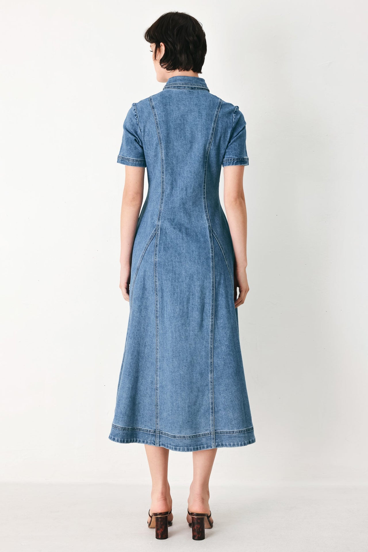 VINTAGE SKY DENIM MIDI SHIRT DRESS