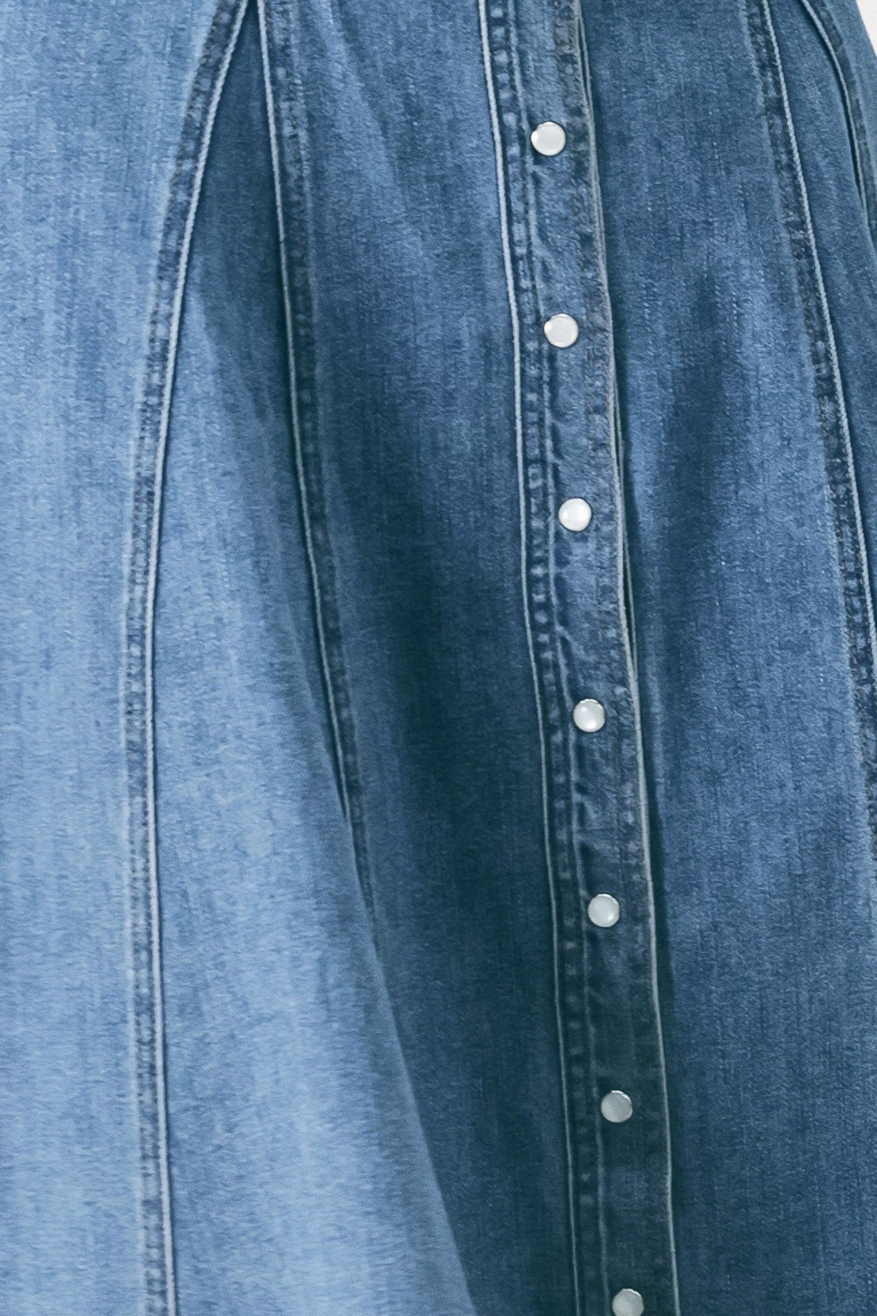 VINTAGE SKY DENIM MIDI SHIRT DRESS