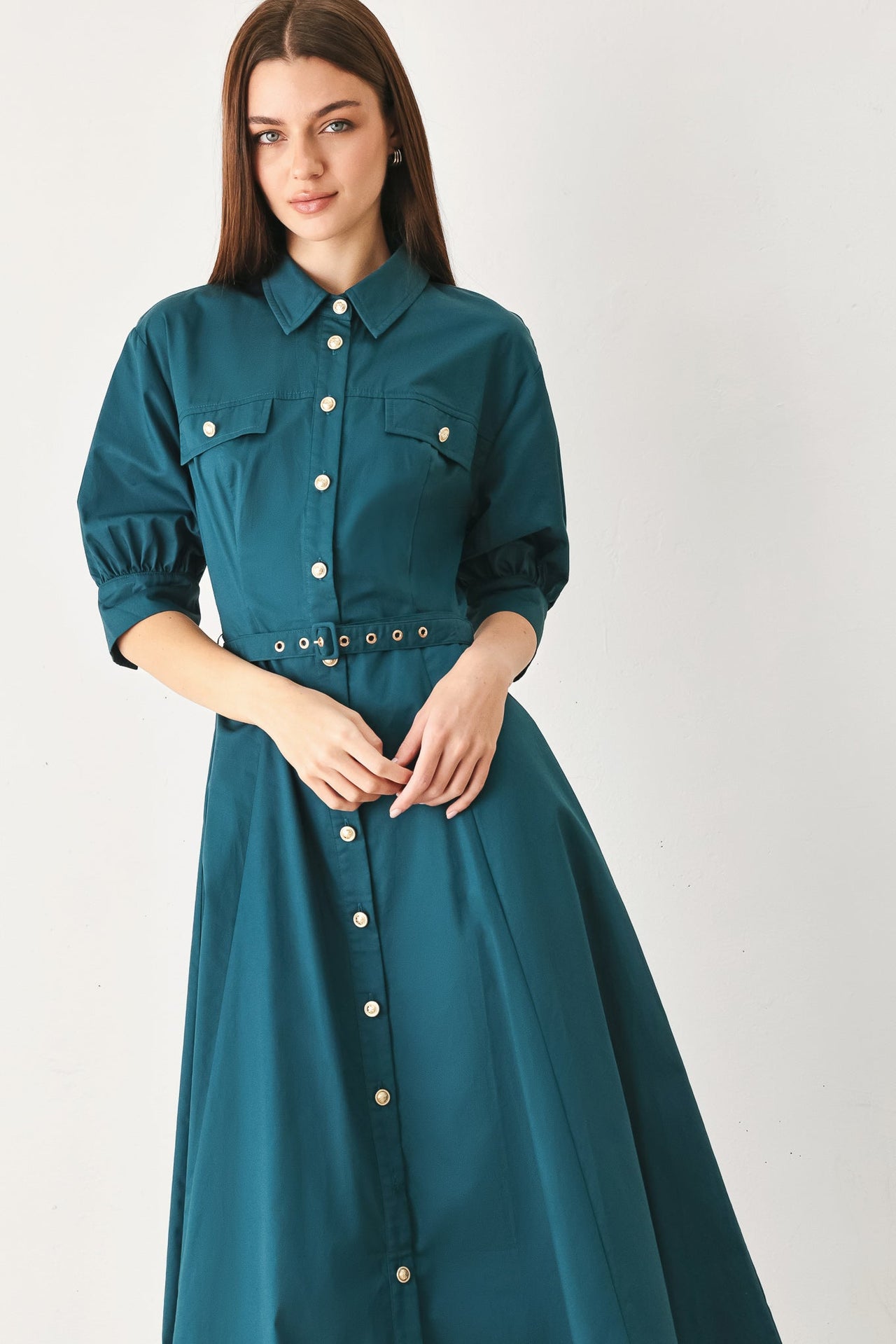 EVERYDAY TAILORED WOVEN MIDI DRESS