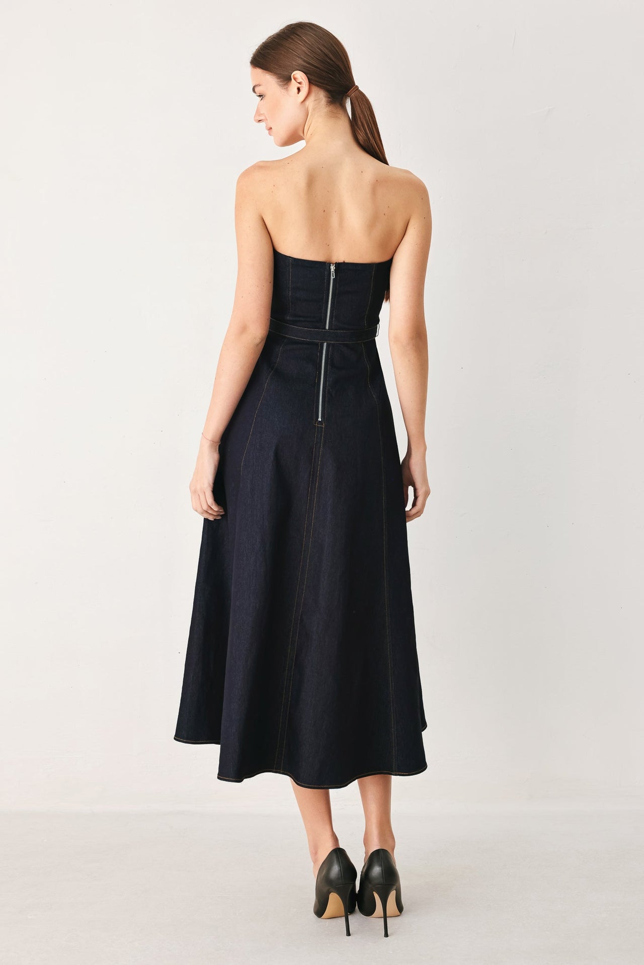 ICONIC INDIGO DENIM MIDI DRESS