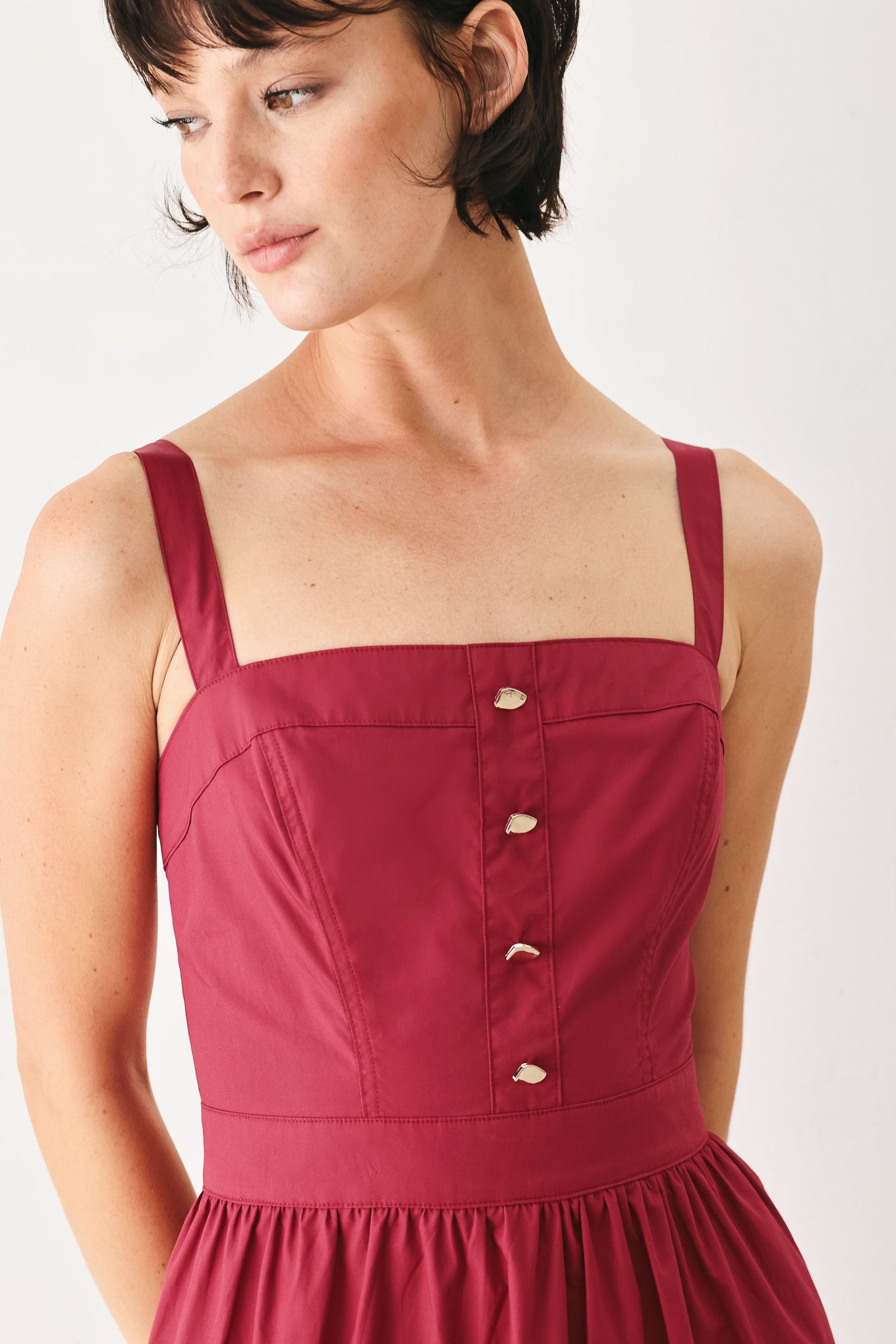 BERRY ROMANCE WOVEN MIDI DRESS