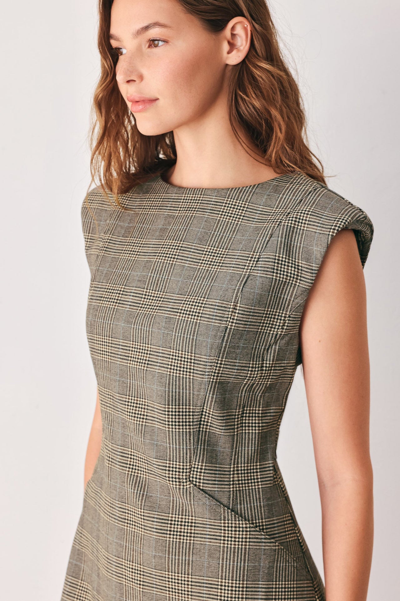 ACADEMY CHIC WOVEN PLAID MINI DRESS