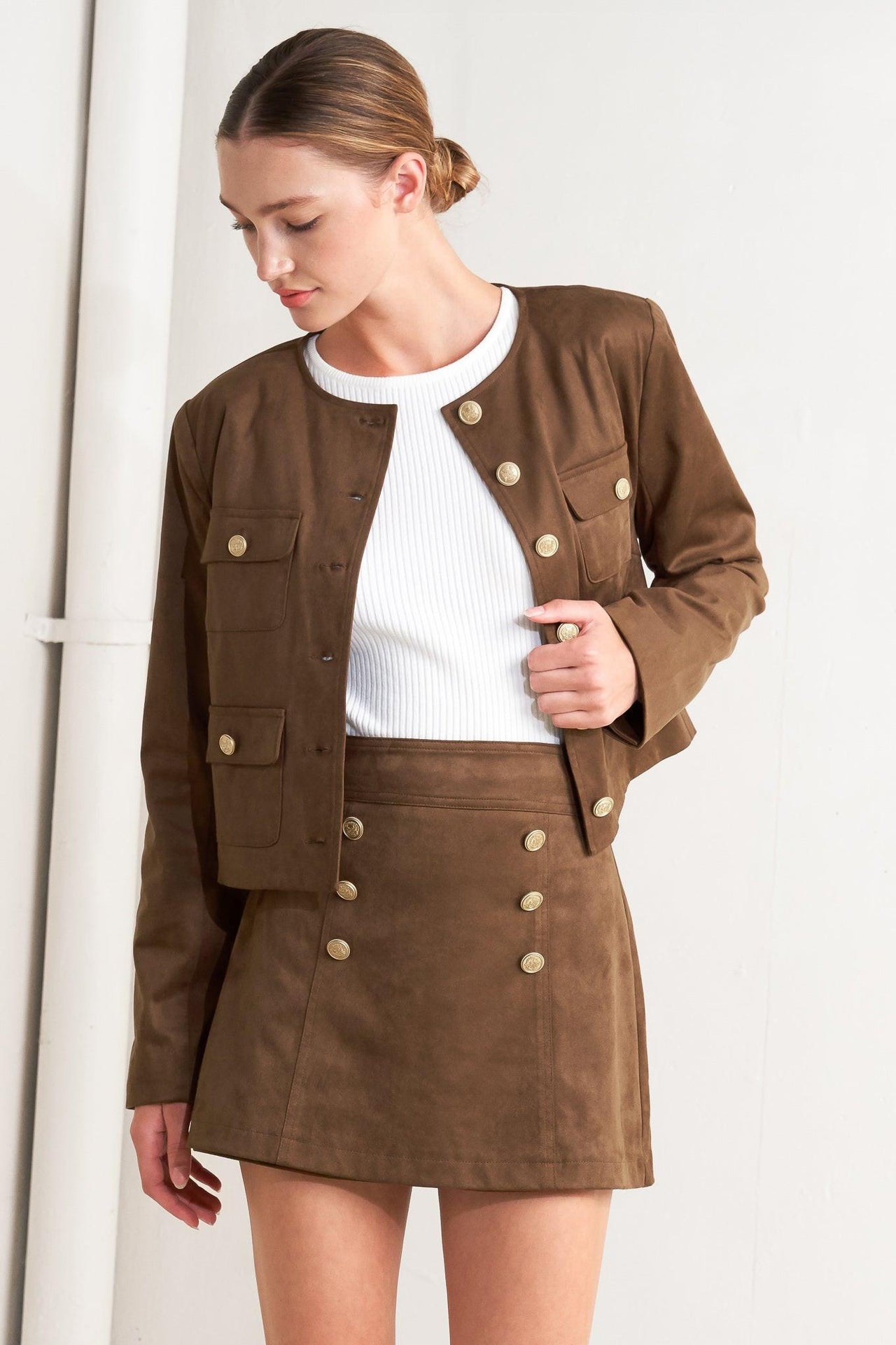 HERITAGE UTILITY FAUX SUEDE JACKET