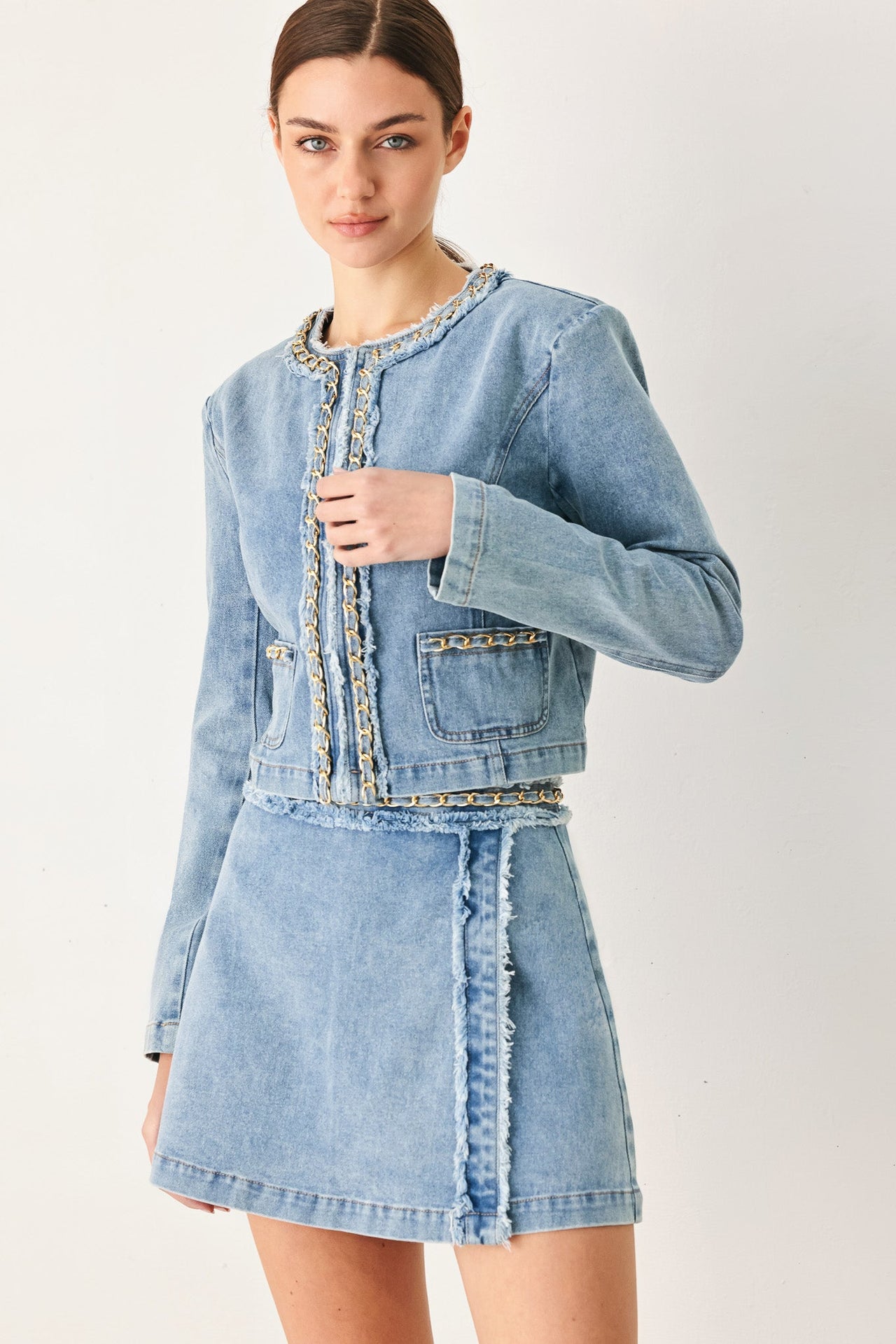 SKYWARD LINKED DENIM CROP JACKET