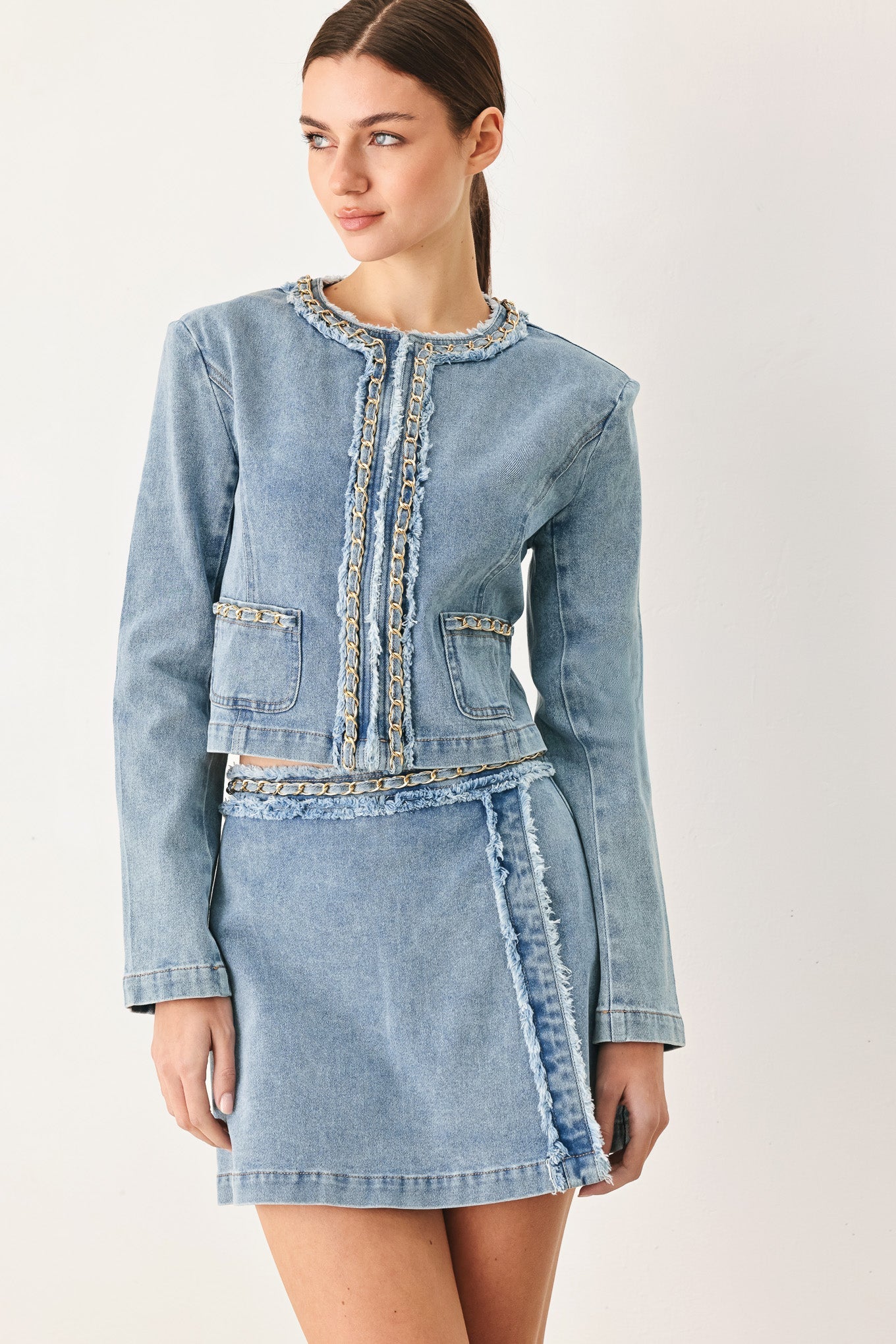 SKYWARD LINKED DENIM CROP JACKET