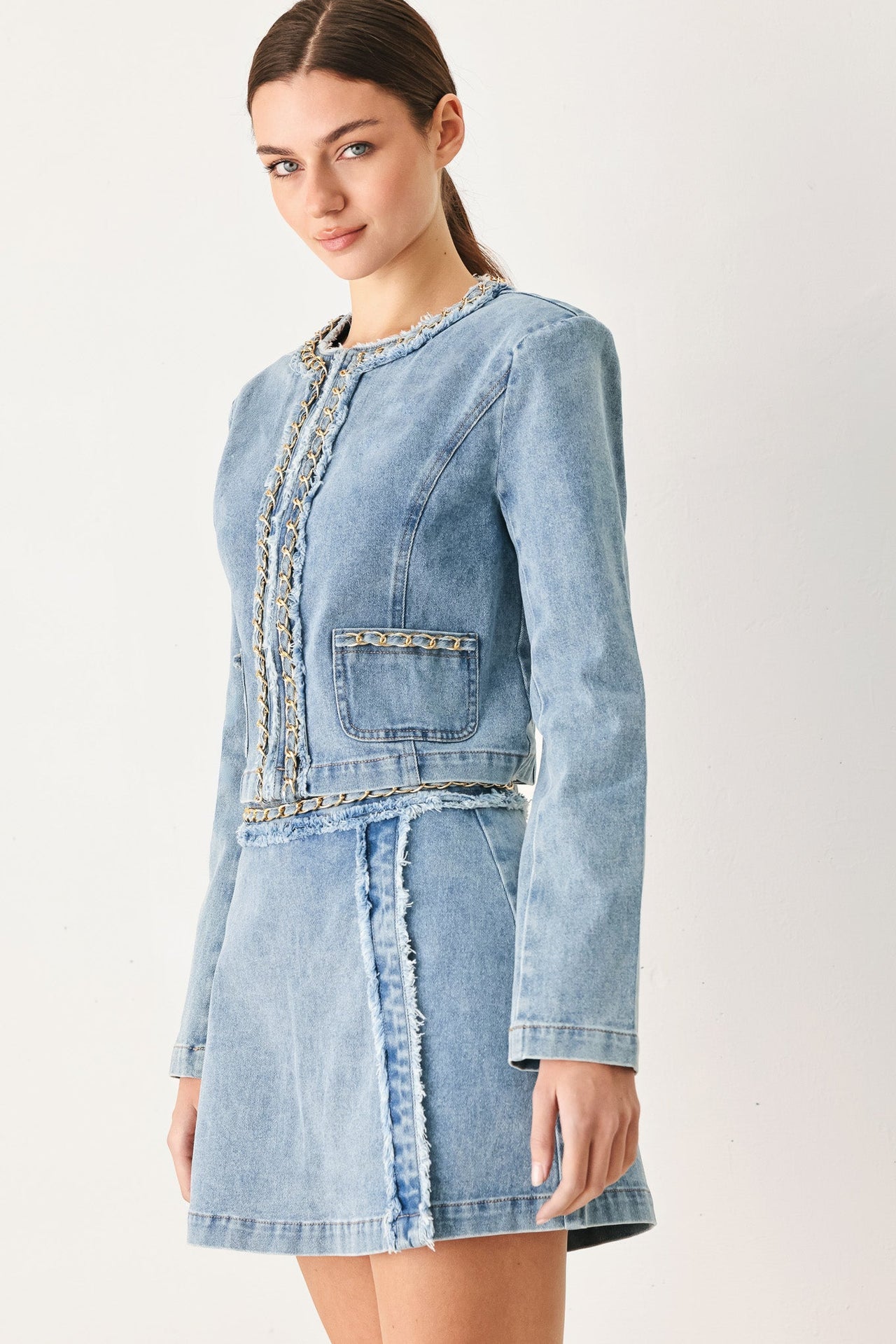 SKYWARD LINKED DENIM CROP JACKET
