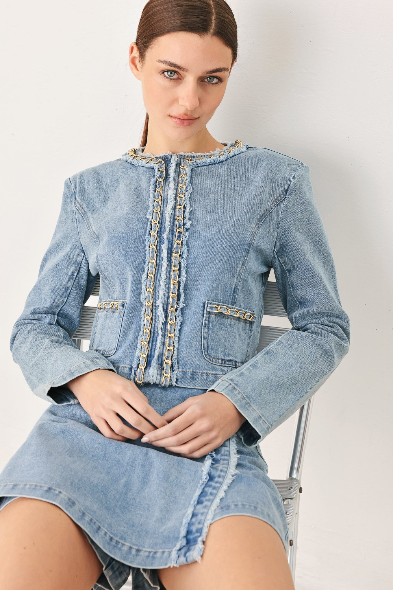 SKYWARD LINKED DENIM CROP JACKET