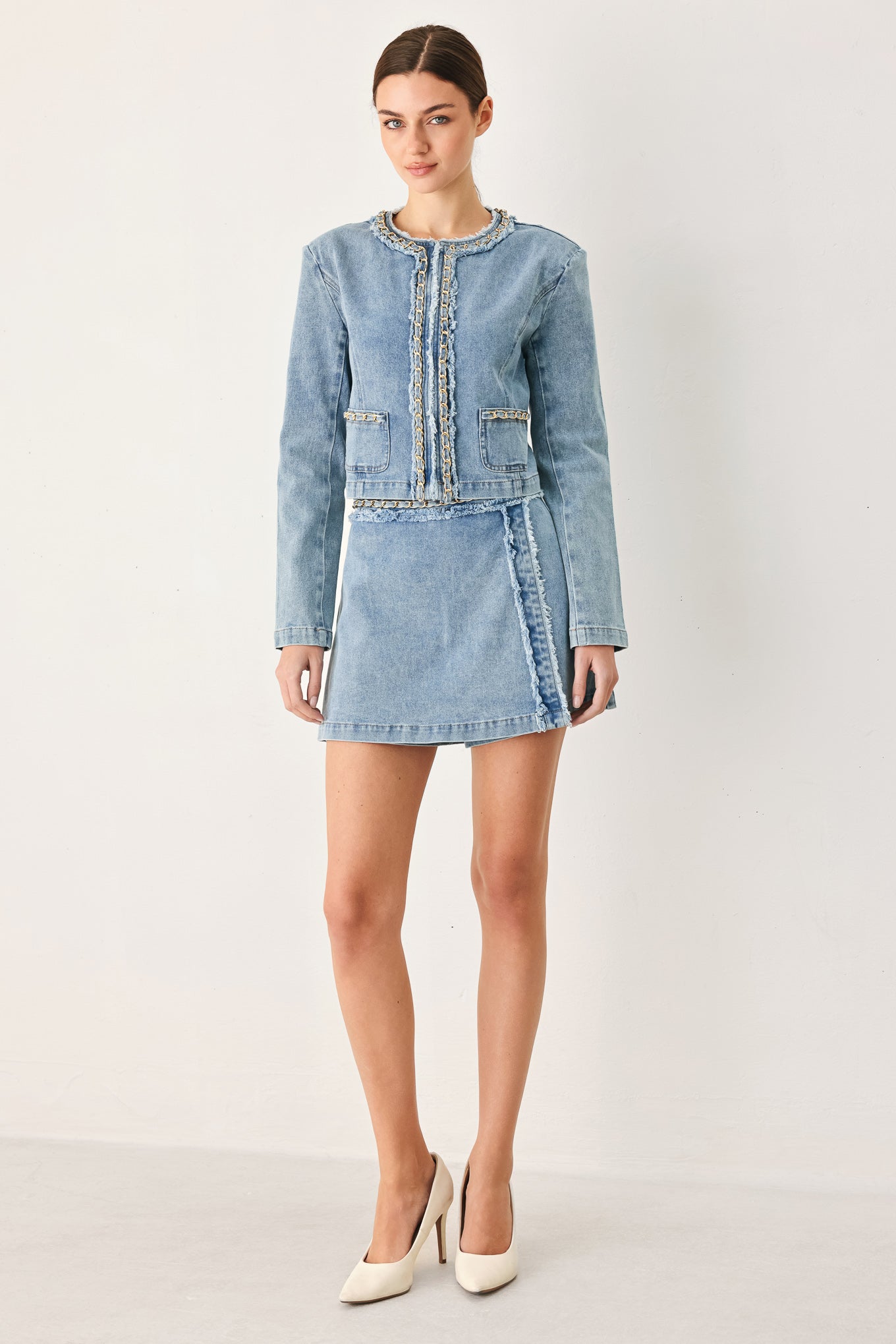 SKYWARD LINKED DENIM CROP JACKET