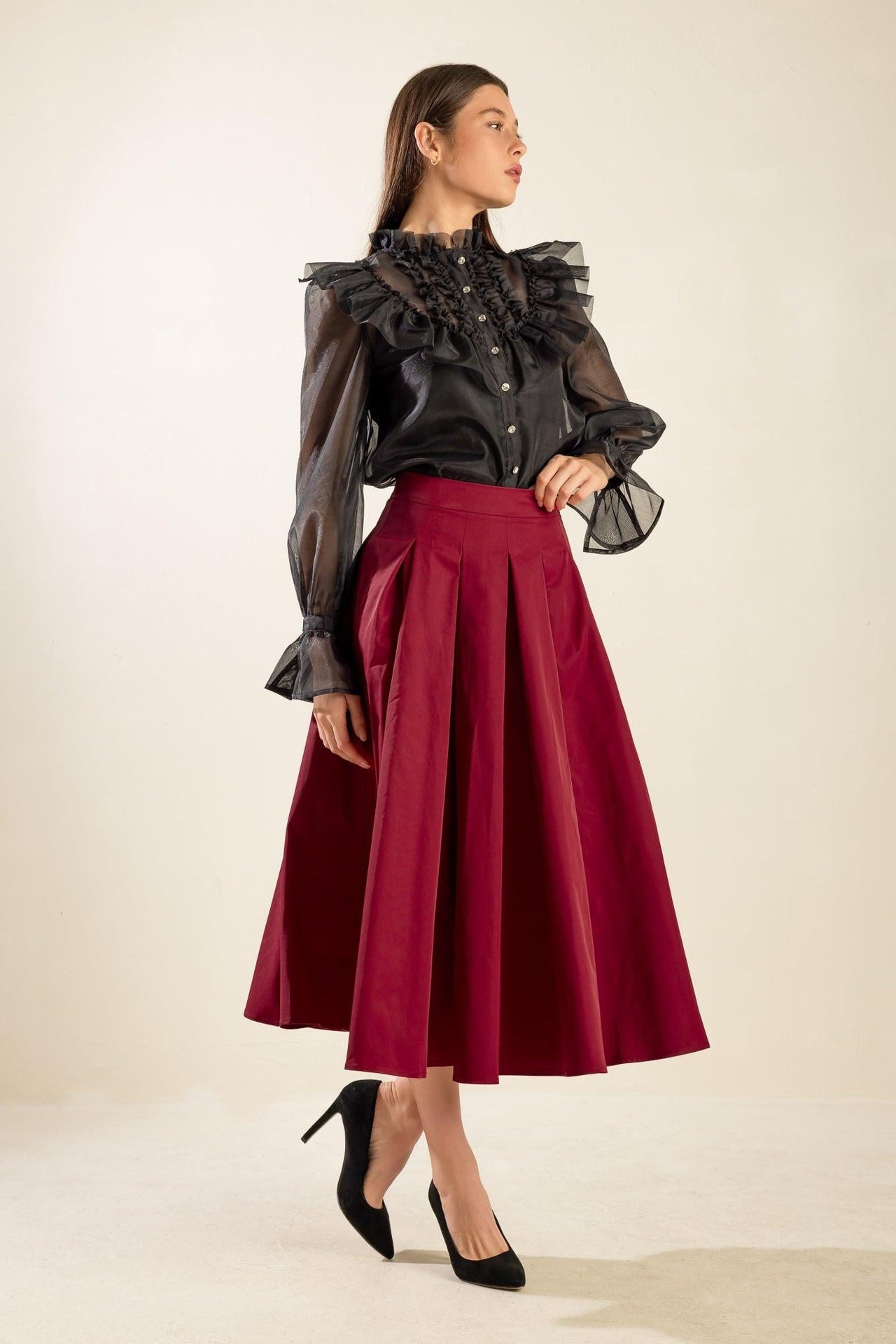 DANCE WITH DESTINY WOVEN MIDI SKIRT