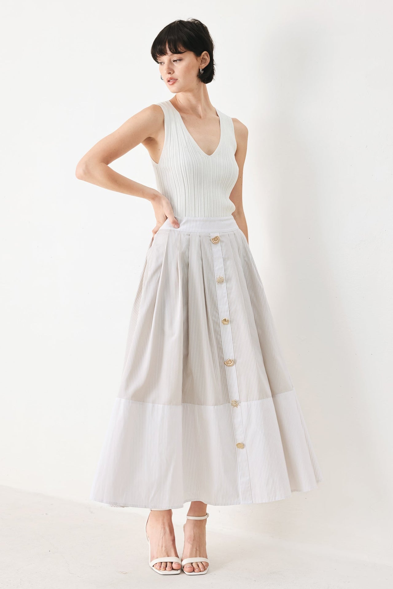 COASTAL LIGHT WOVEN MIDI SKIRT
