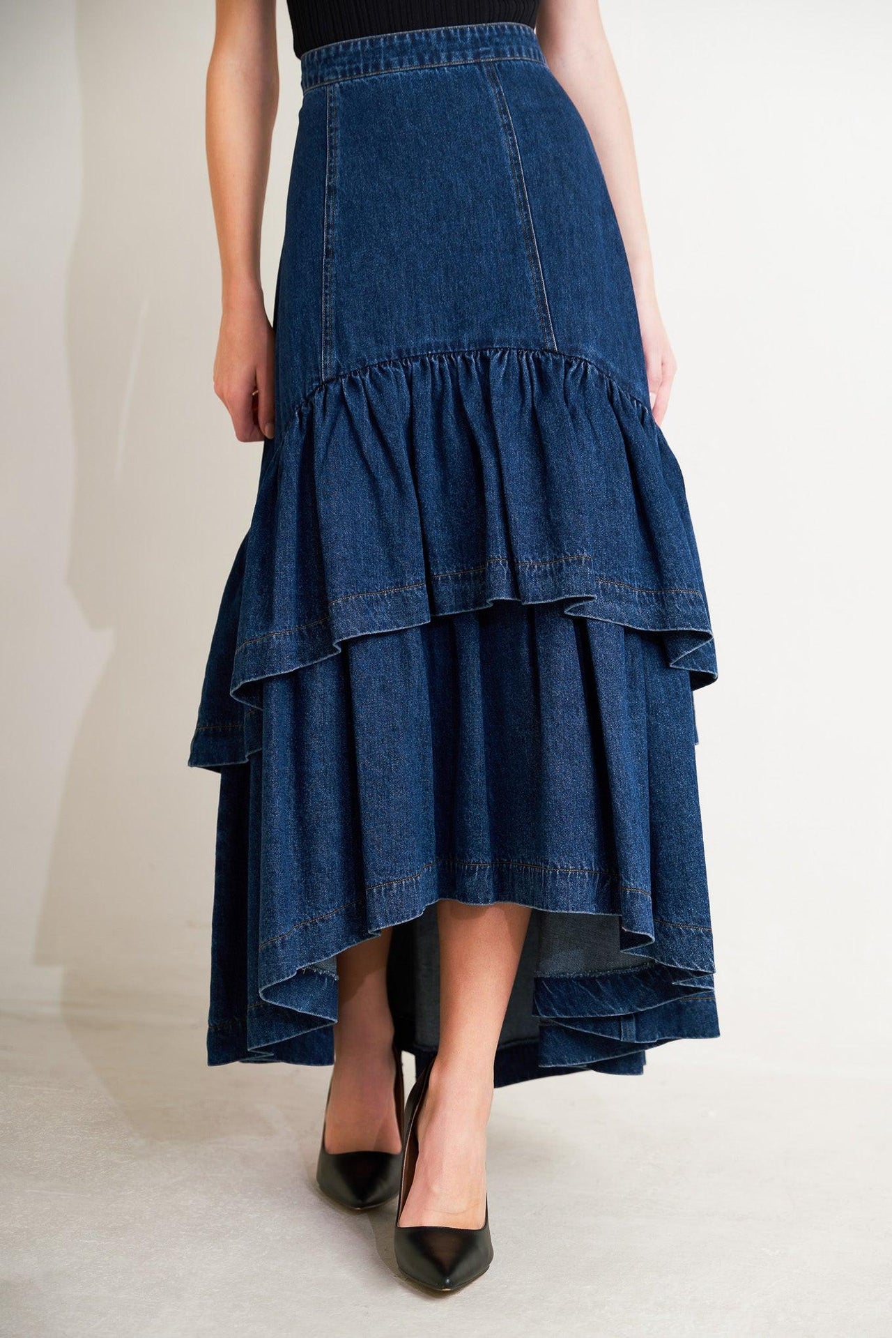 SUNDAY STROLL DENIM MAXI SKIRT