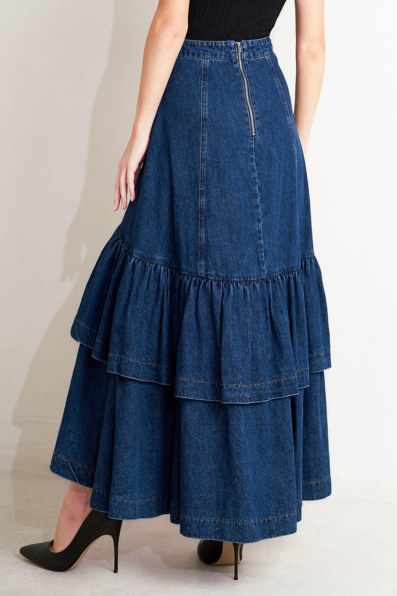 SUNDAY STROLL DENIM MAXI SKIRT