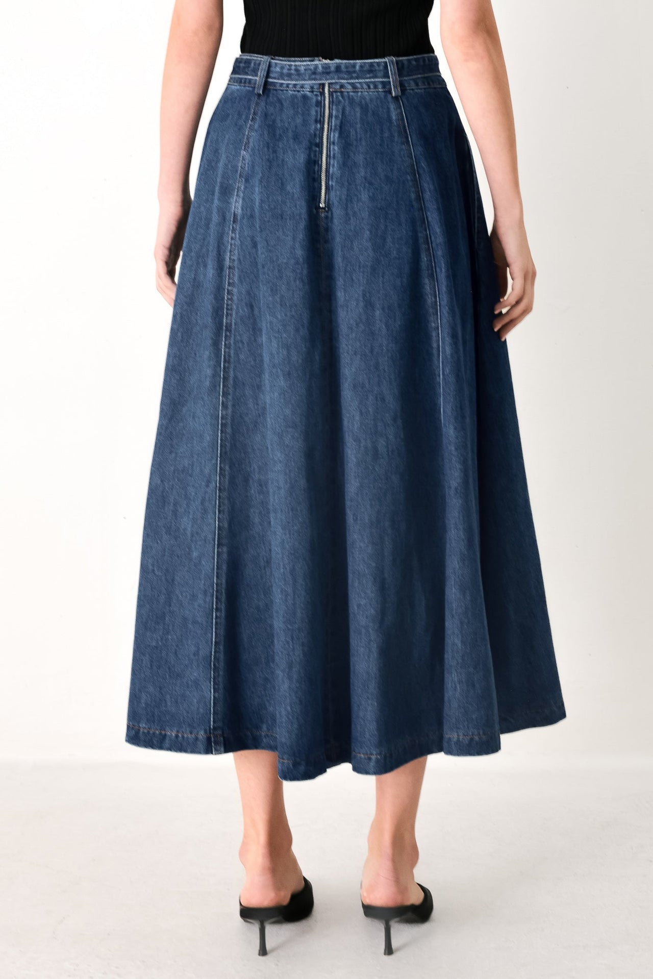 SWEET TALKER DENIM CIRCLE MIDI SKIRT