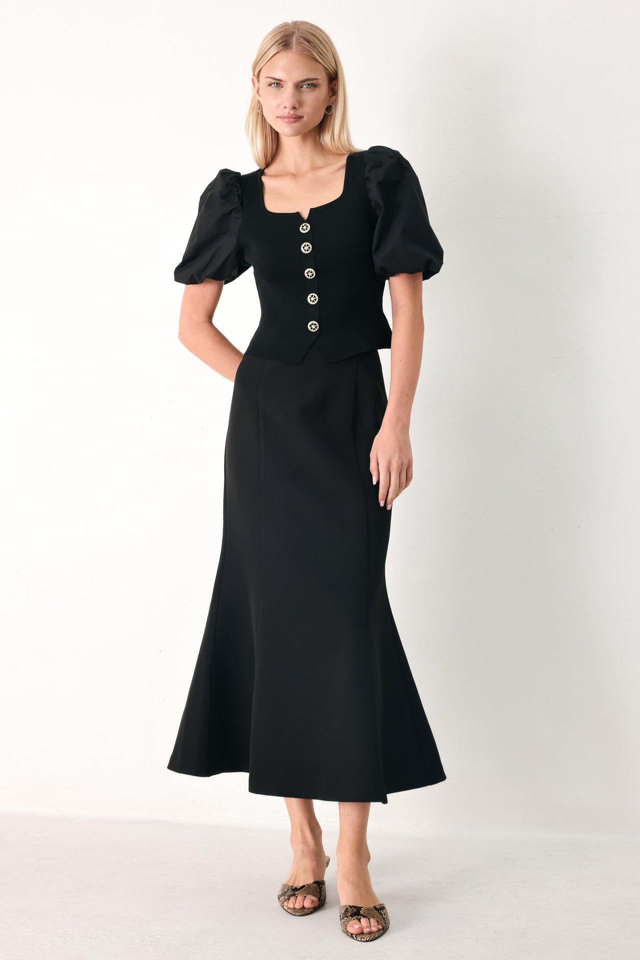 EVERYDAY PERFECTION WOVEN MIDI SKIRT