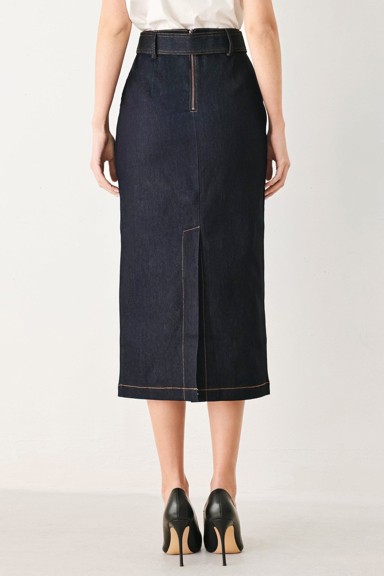 CLASSIC DENIM OFFICE MINI PENCIL SKIRT