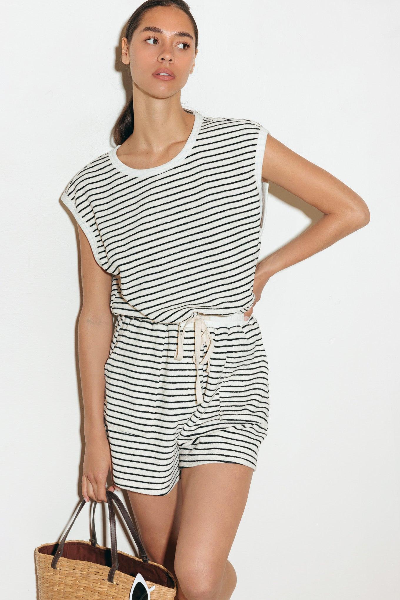 SUNSET COVE STRIP ROMPER