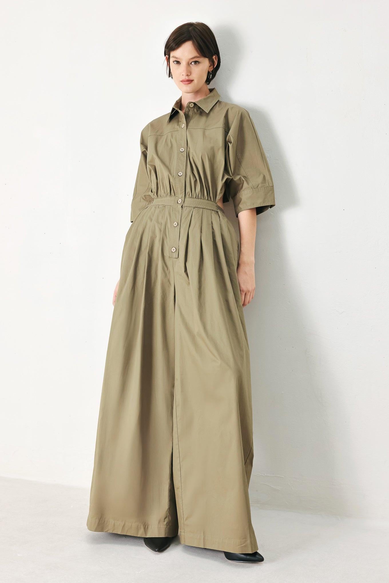 OLIVE DAYDREAM WOVEN JUMPSUIT