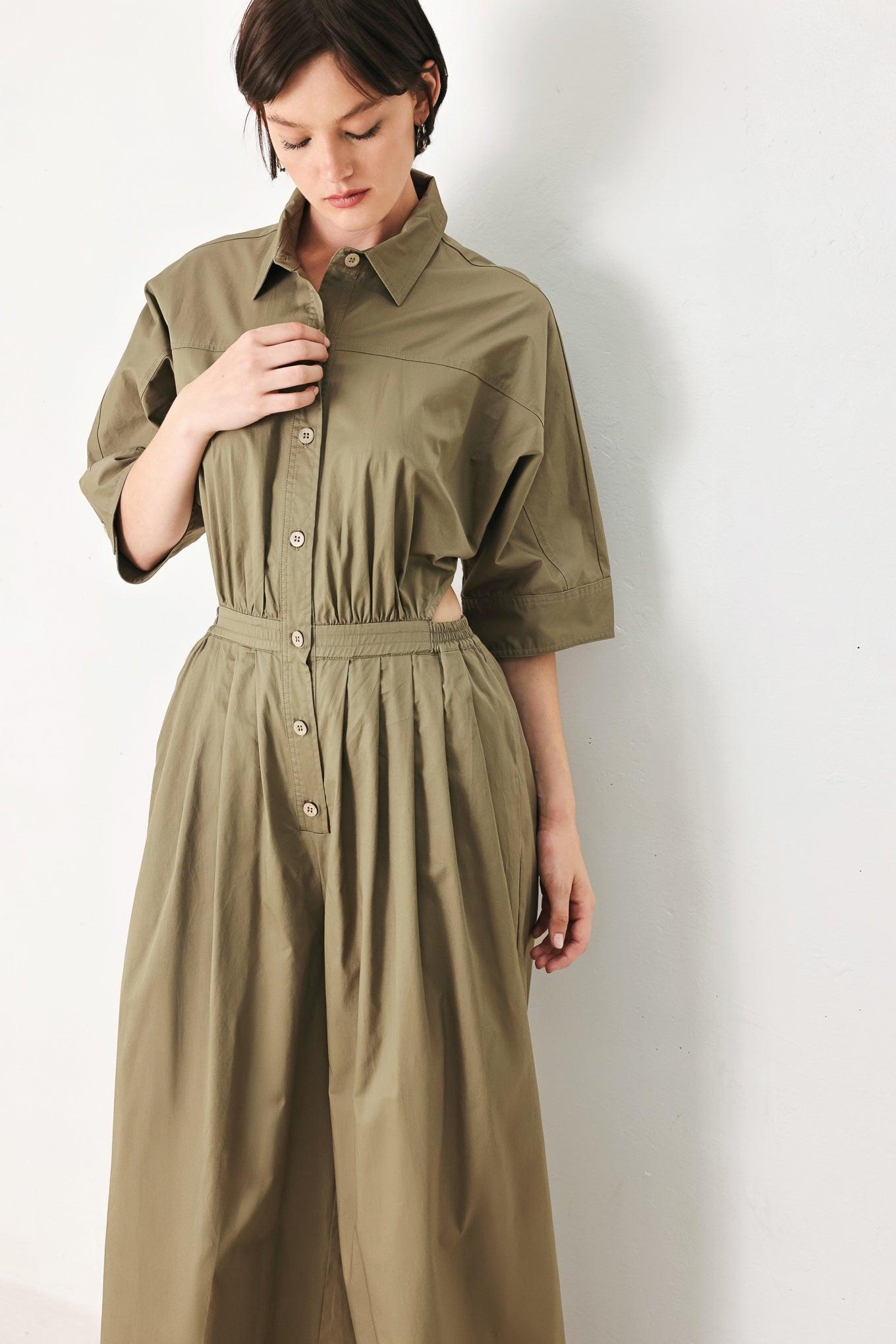 OLIVE DAYDREAM WOVEN JUMPSUIT