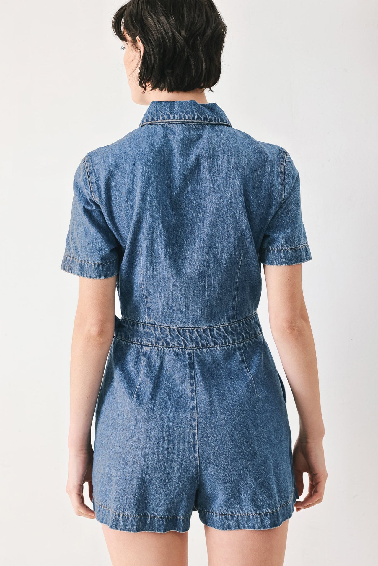 DAILY ROMANCE DENIM SKORT ROMPER