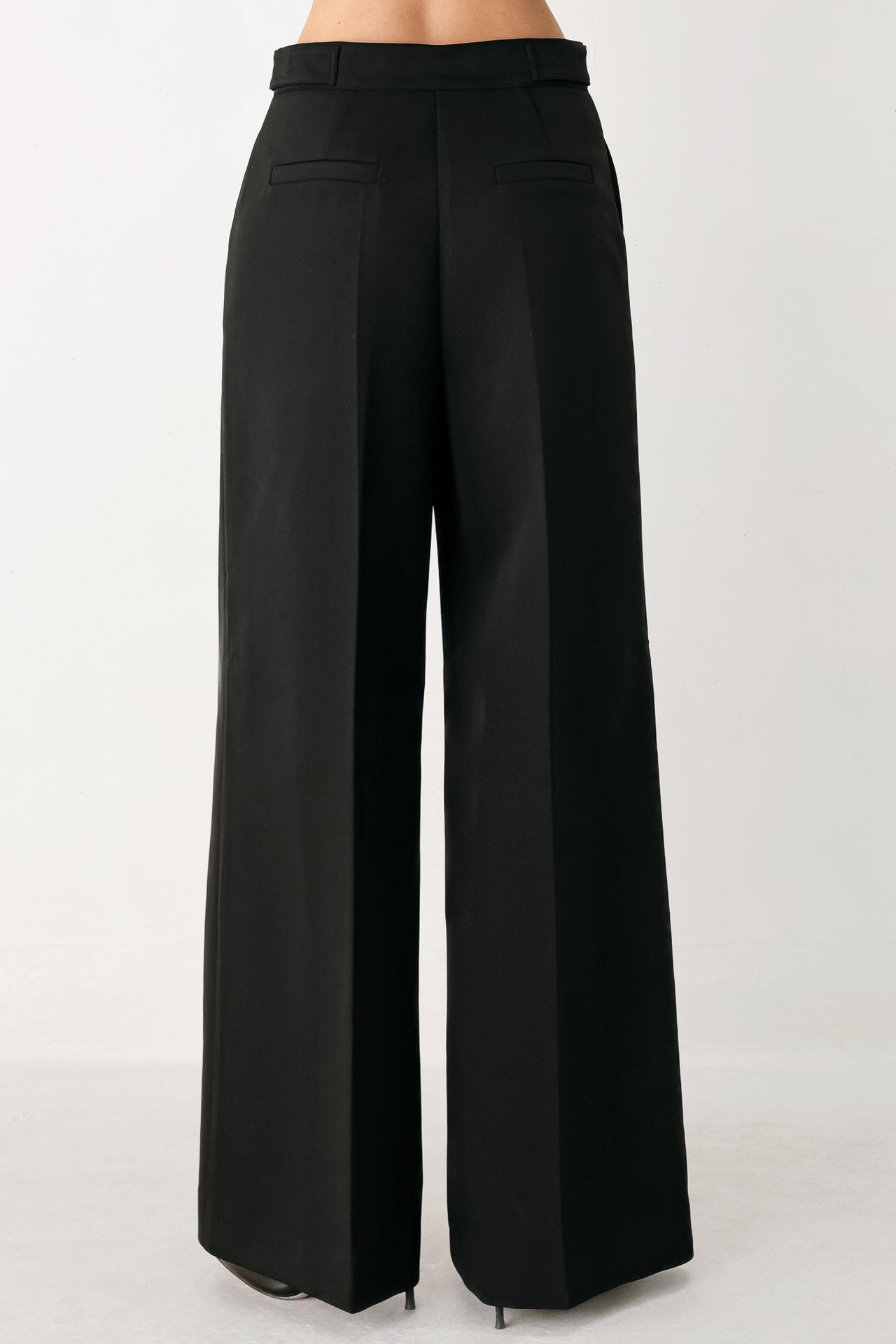 BLACK POWER PALAZZO WOVEN PANTS