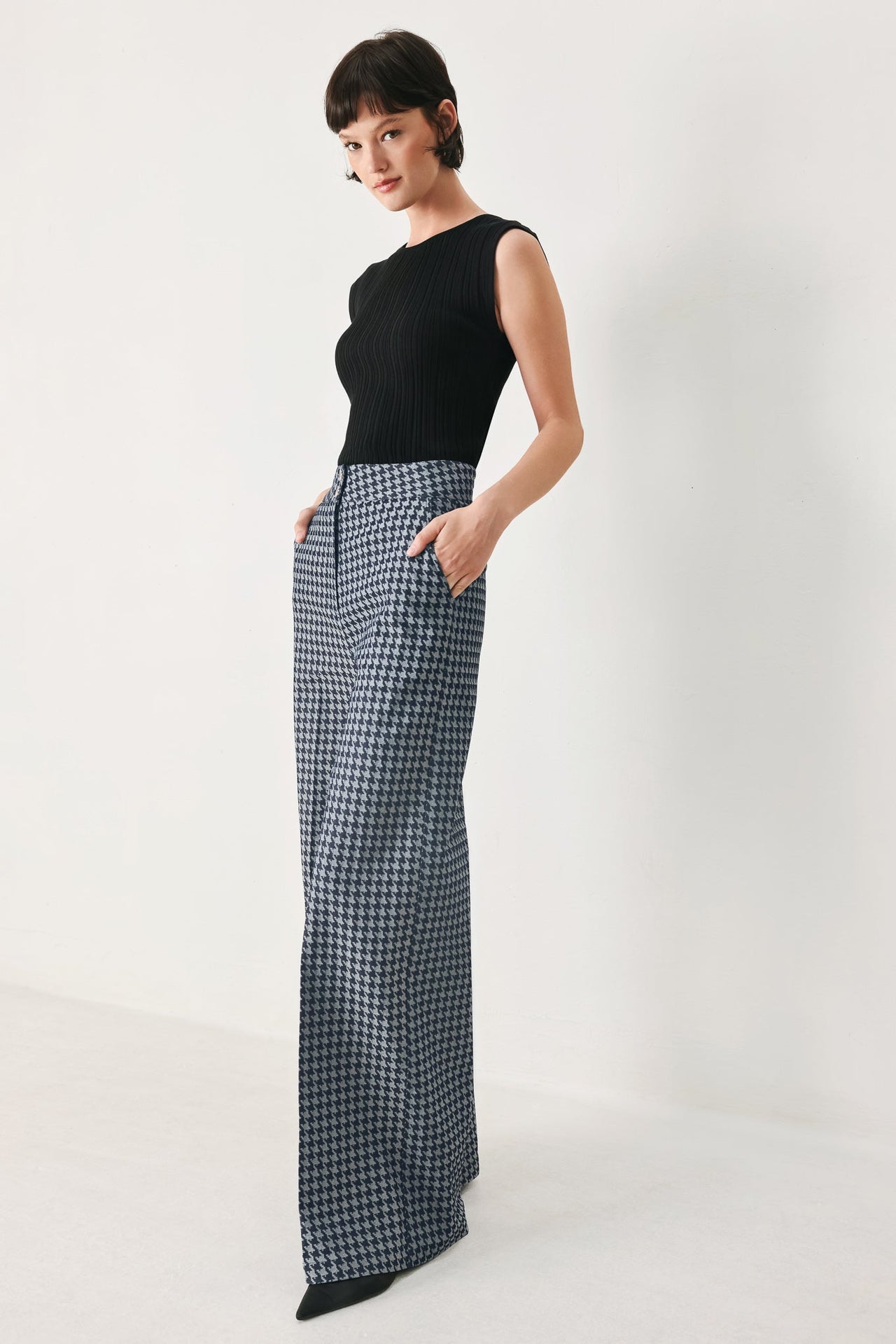 NOIR SOCIETY WOVEN WIDE LEG PANTS