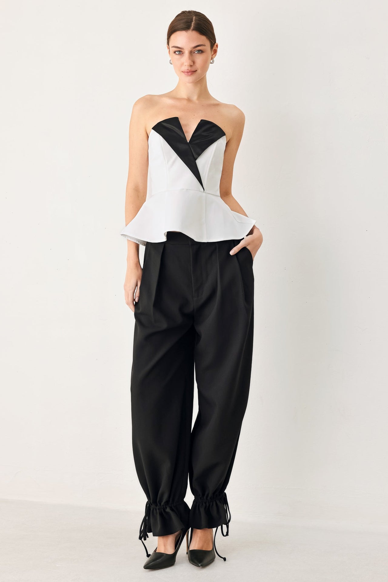 NOIR DRAWSTRING WOVEN PANTS
