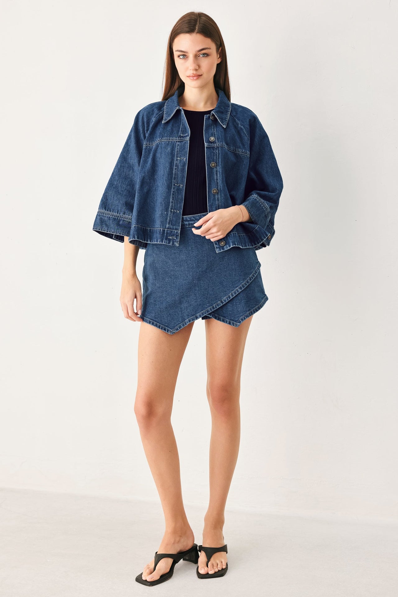ASYMMETRIC DENIM SKORT
