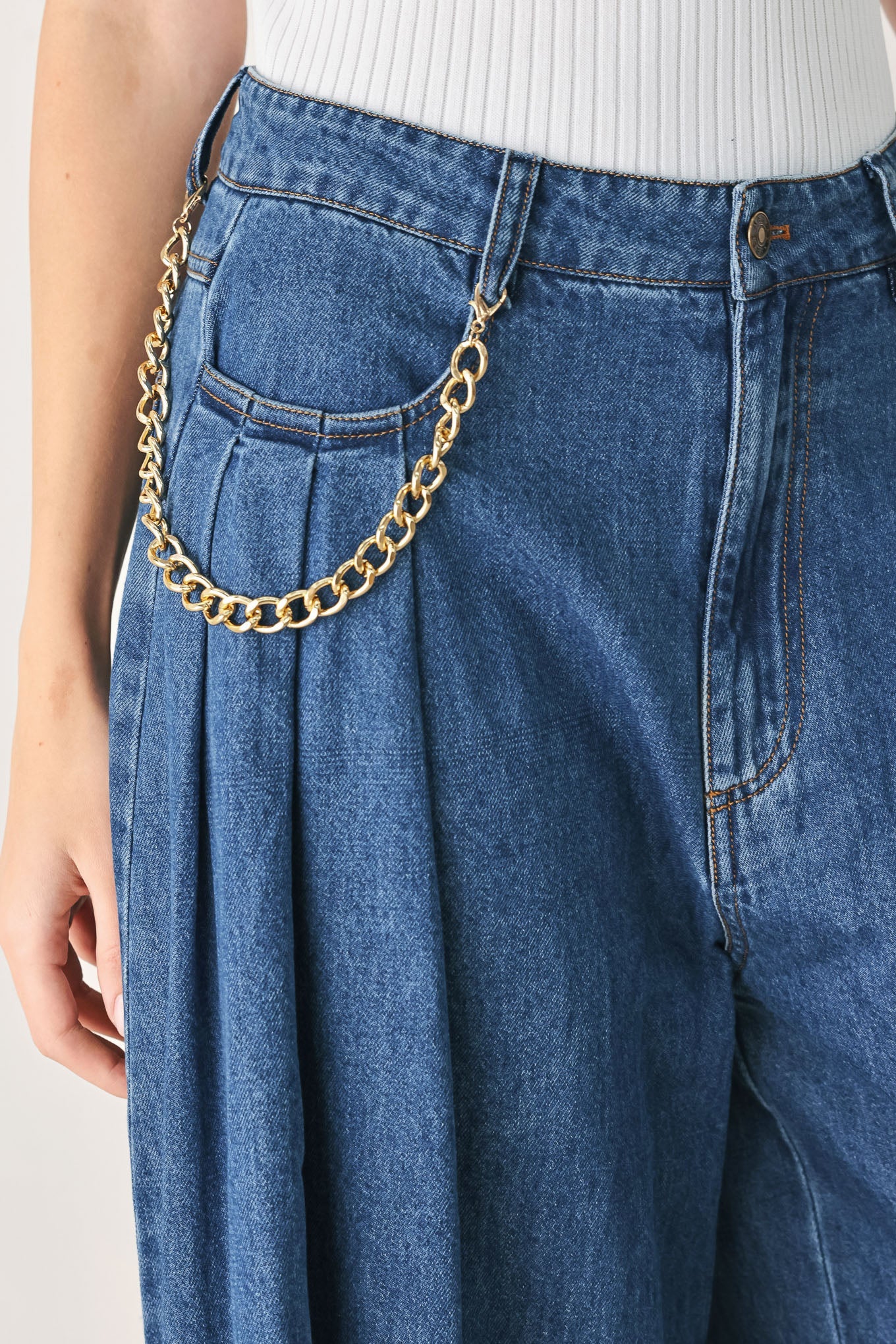 STATEMENT BLUE WIDE LEG DENIM PANTS