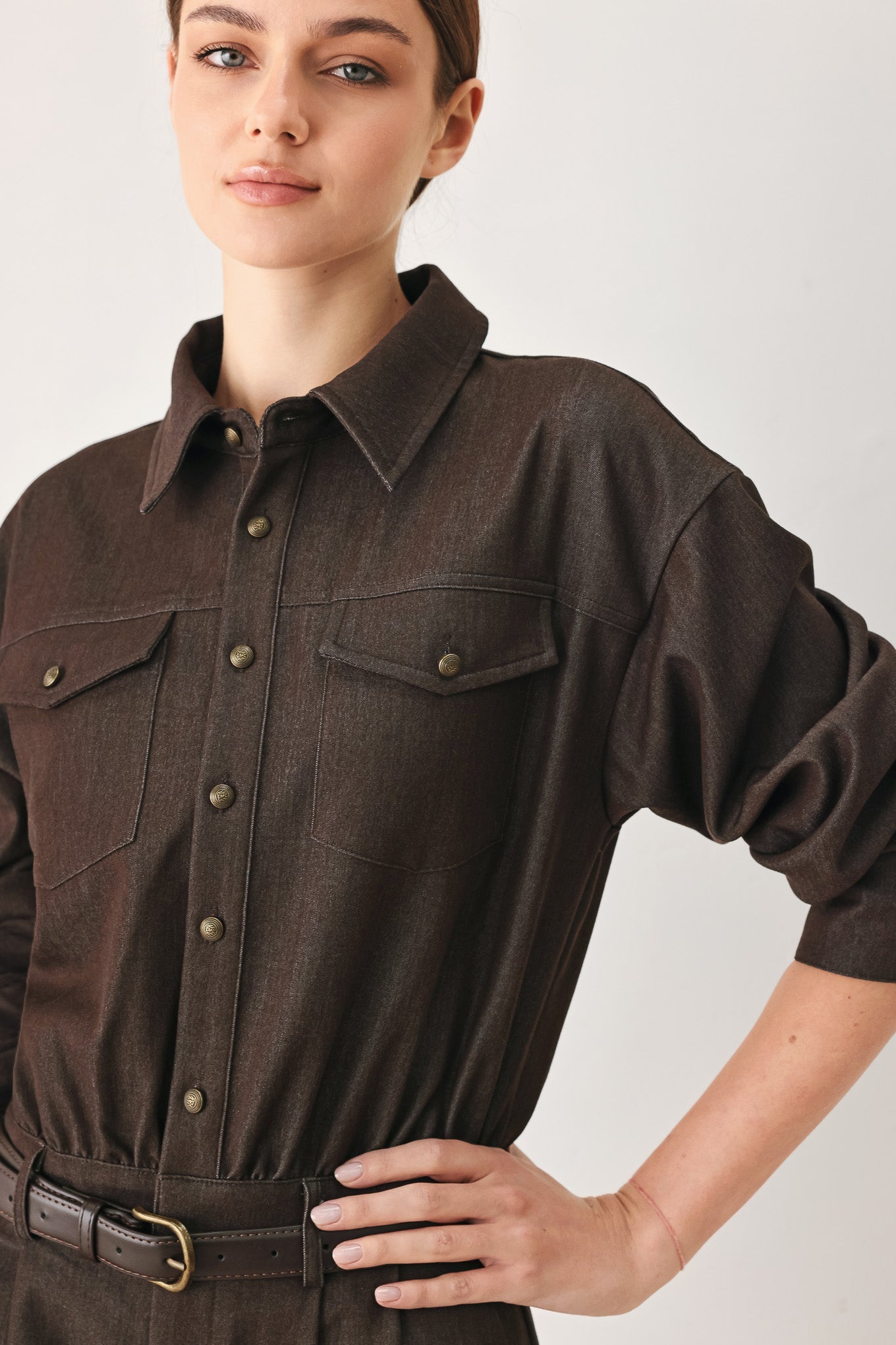 RICH COCOA WOVEN ROMPER