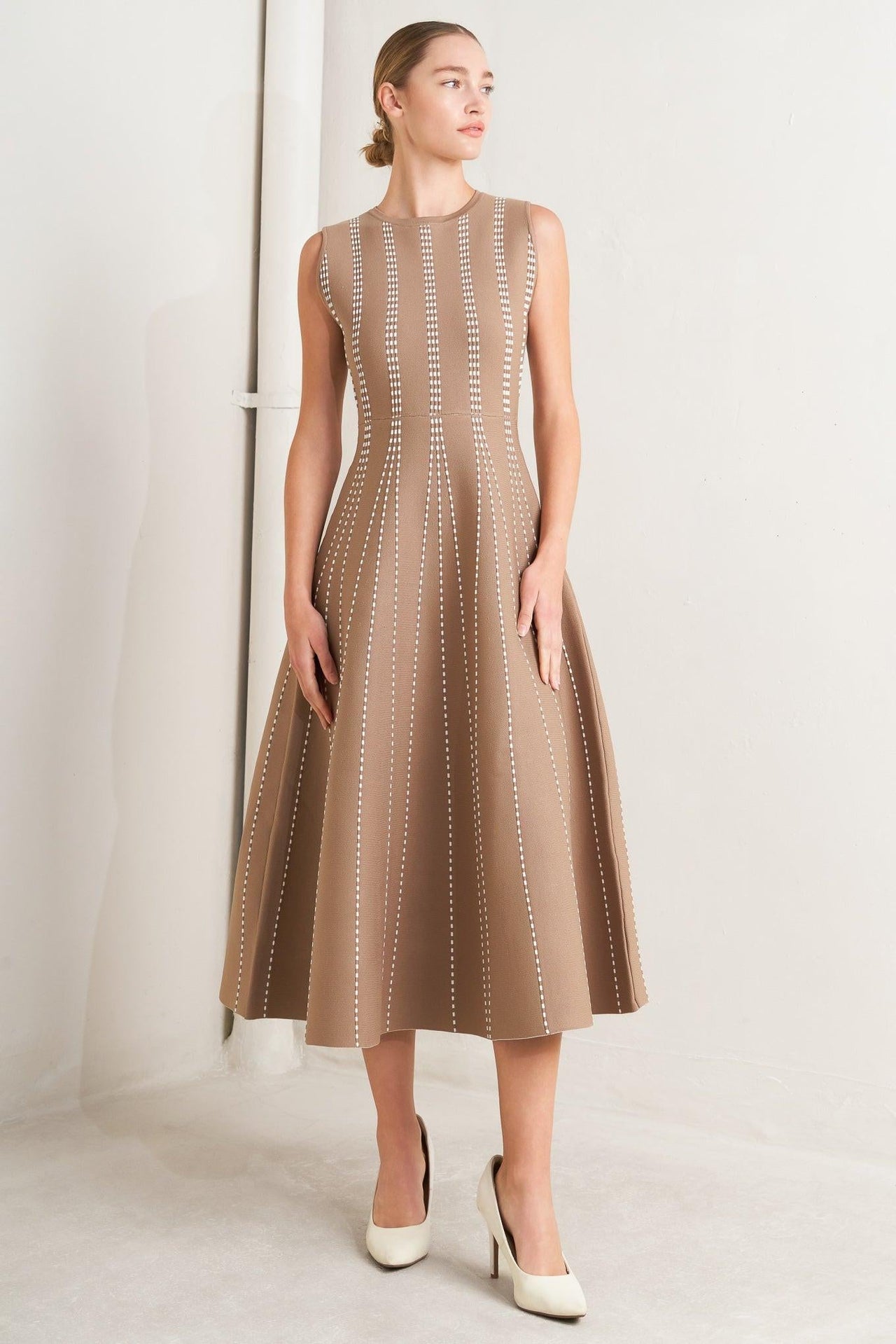 PERFECTLY POISED JACQUARD SWEATER MIDI DRESS