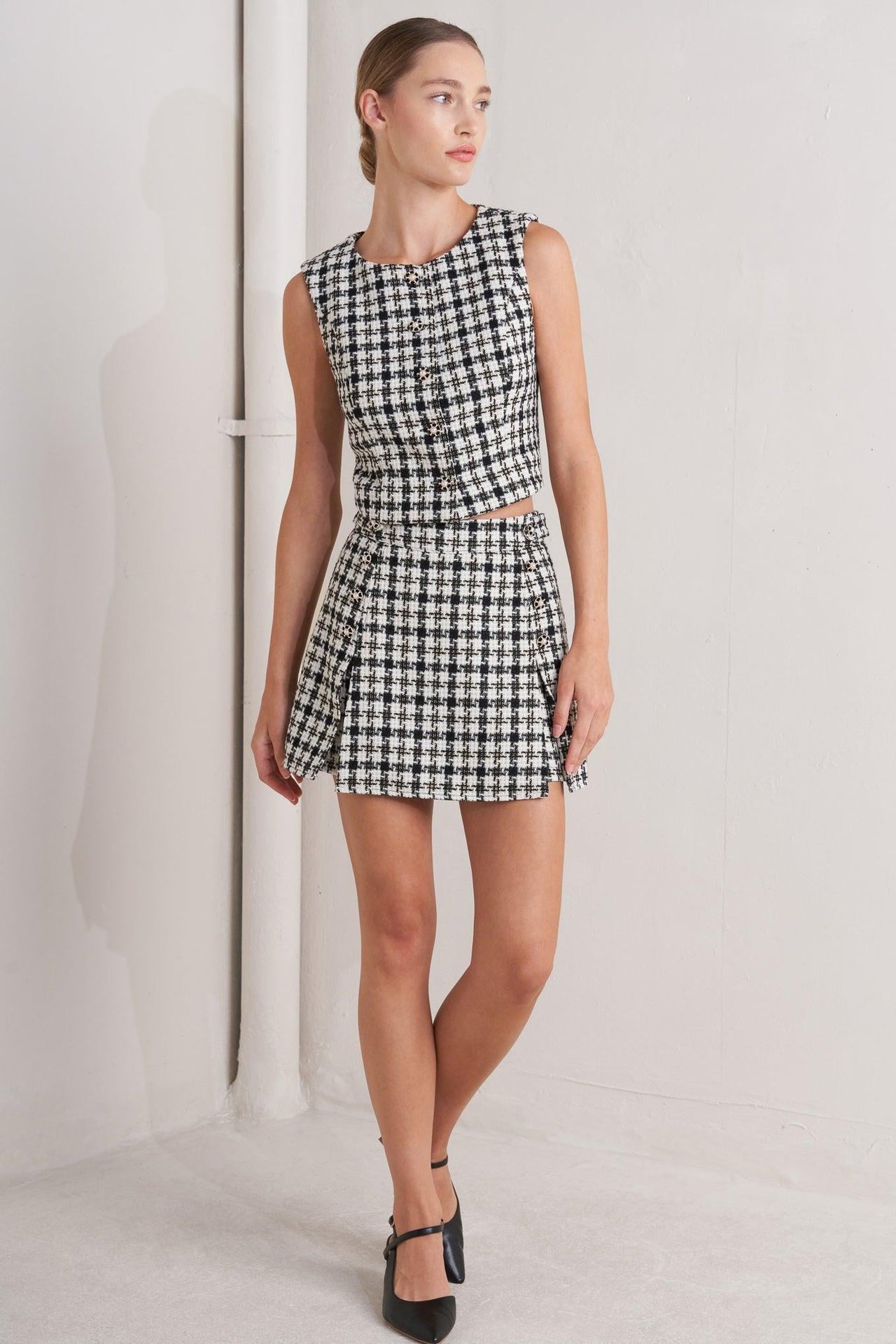 MONA CHECK TWEED VEST