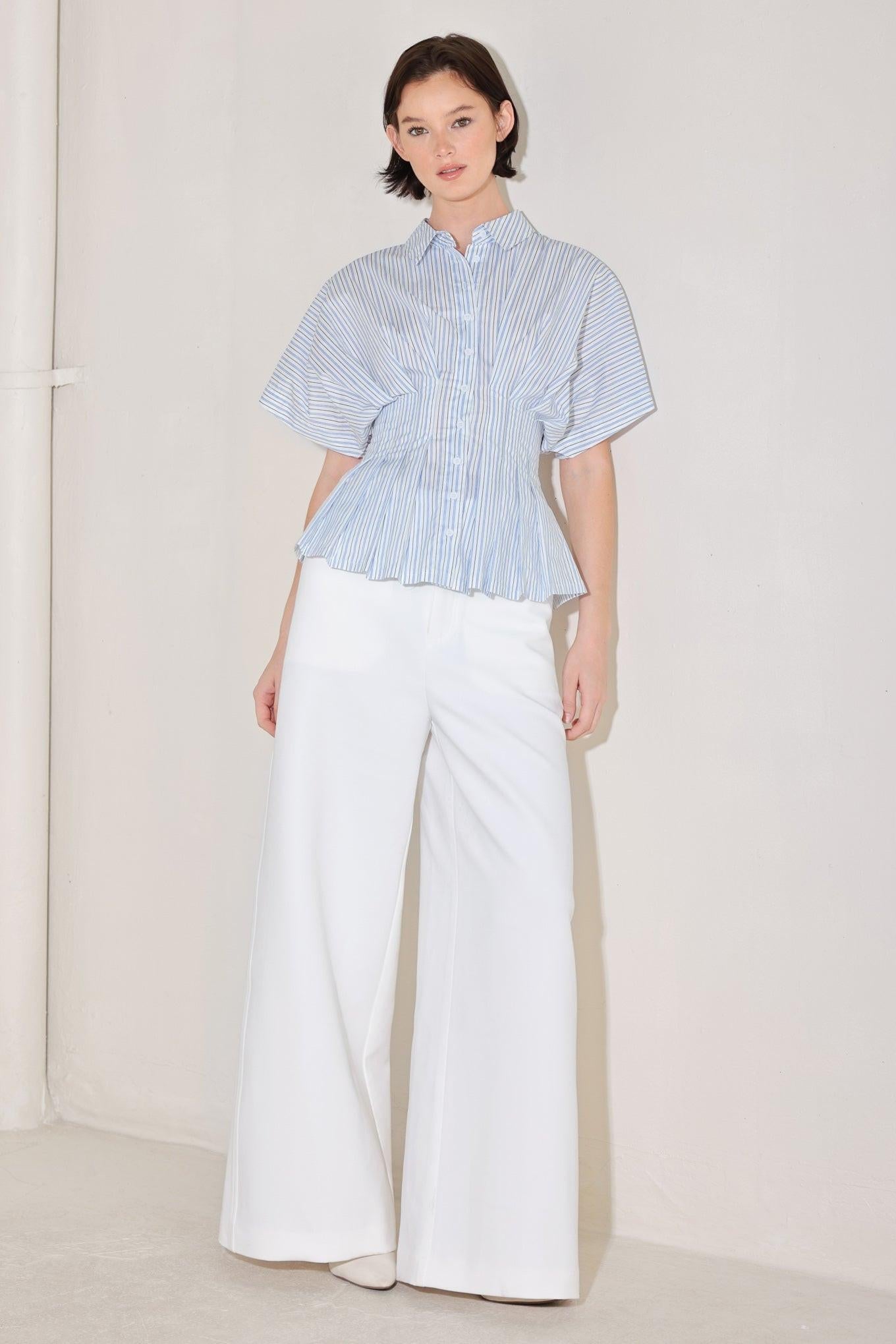 SKYLINE STRIPE WOVEN TOP