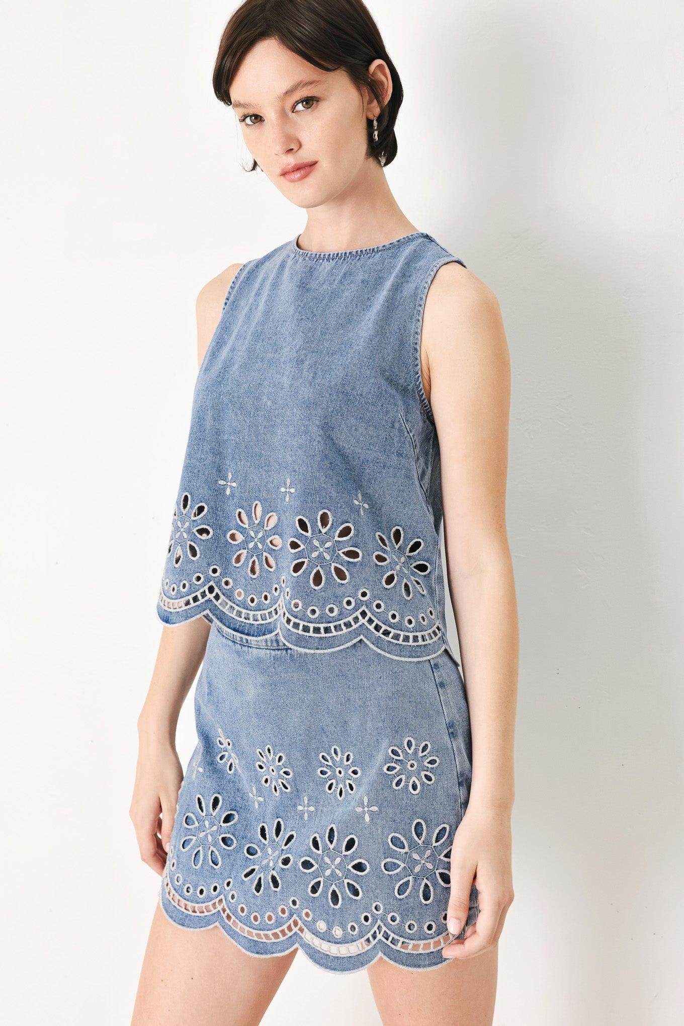FLORAL LOVE DENIM TOP
