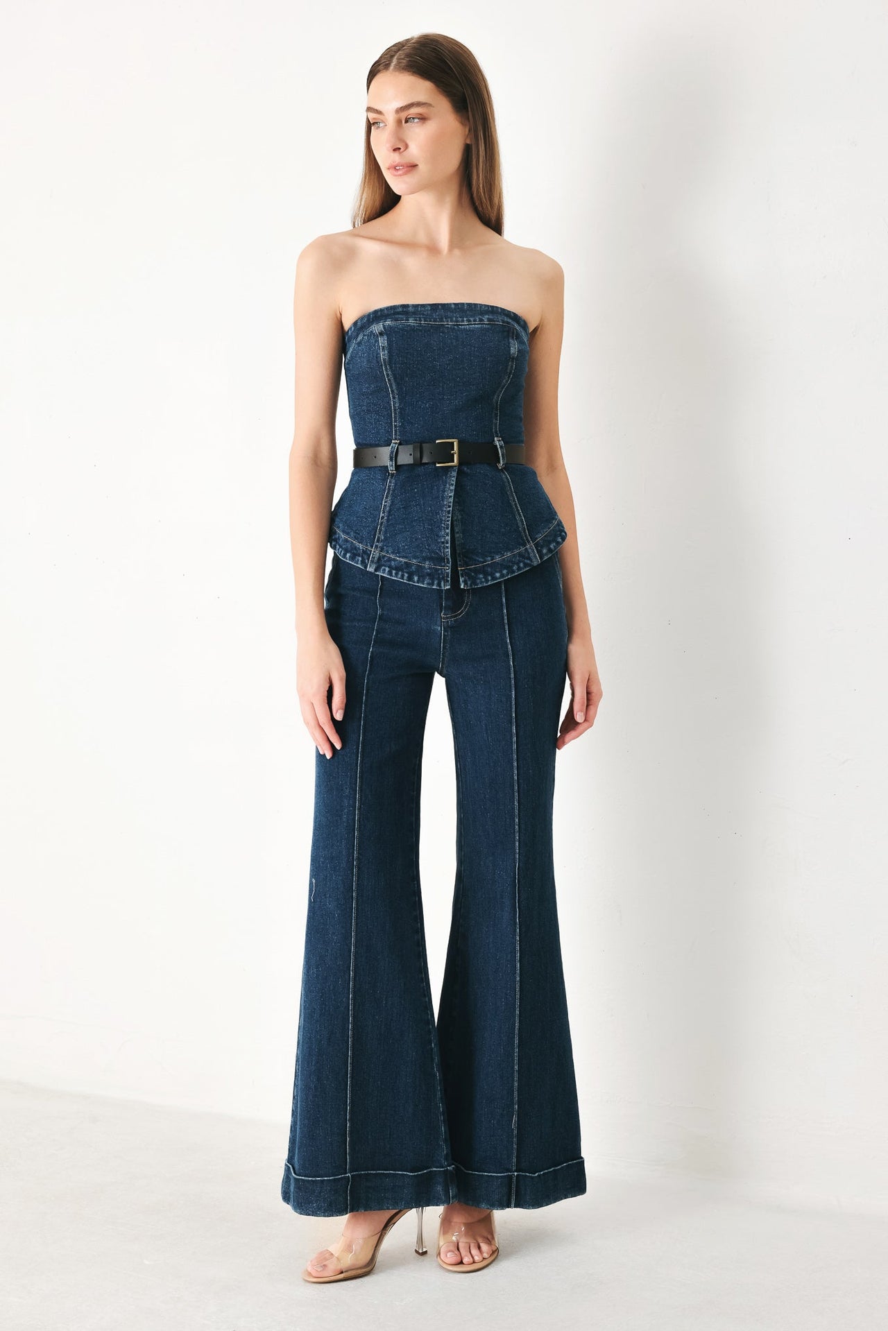 SKYLINE FLARE DENIM TUBE TOP
