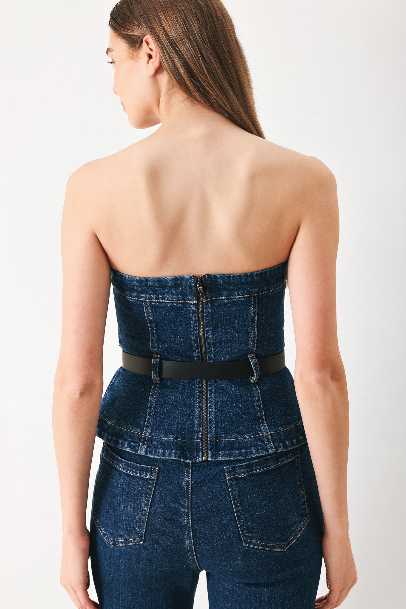 SKYLINE FLARE DENIM TUBE TOP