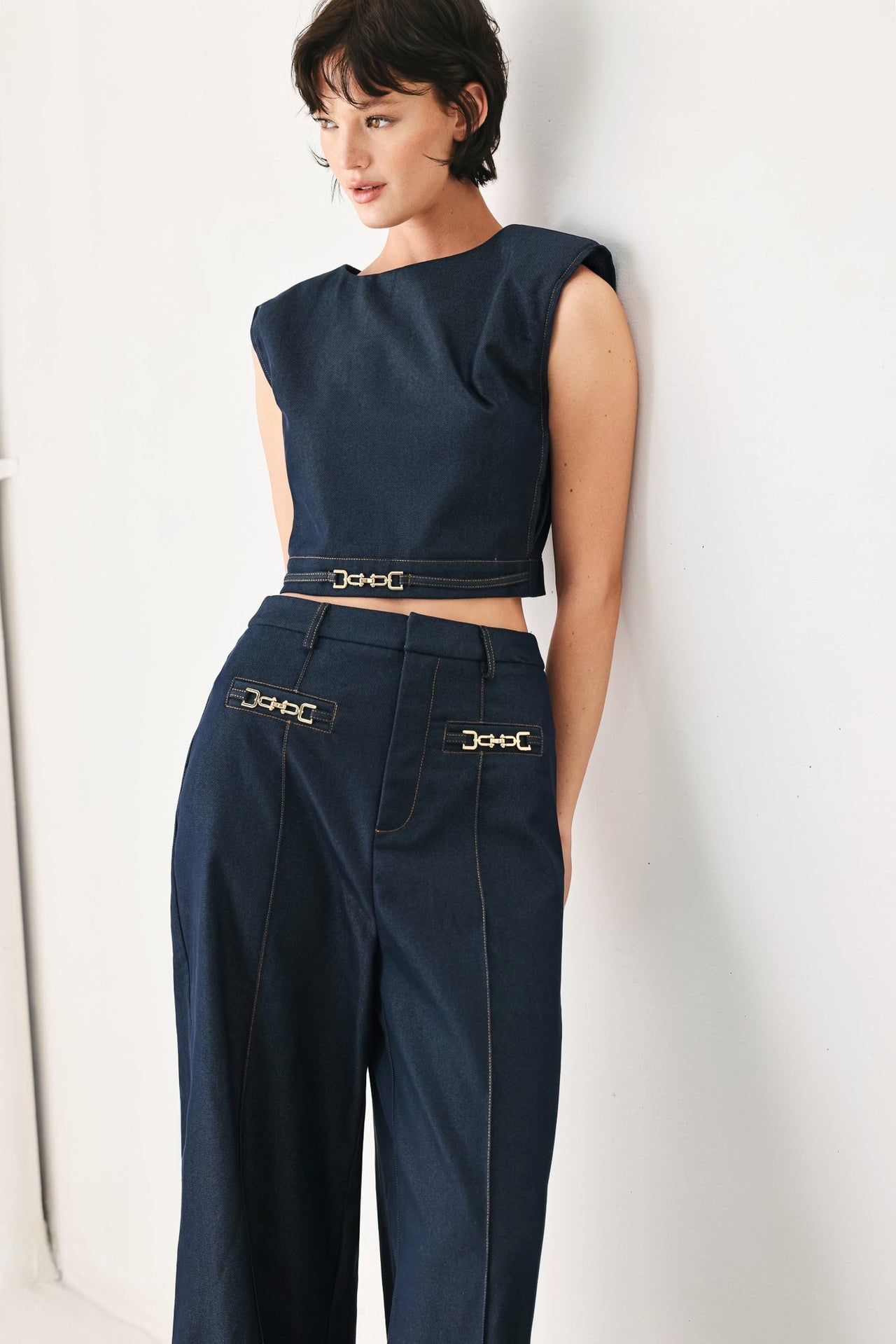 YACHT CLUB WOVEN CROP TOP