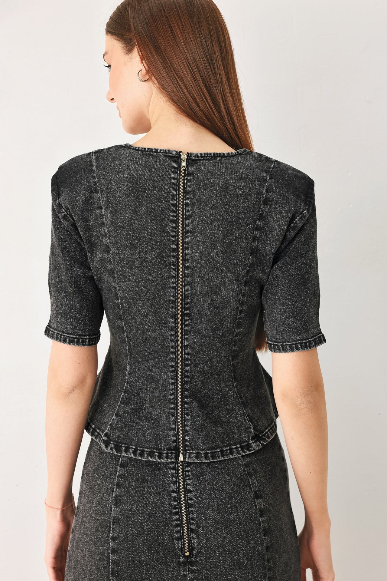 STONEWASHED DENIM TOP