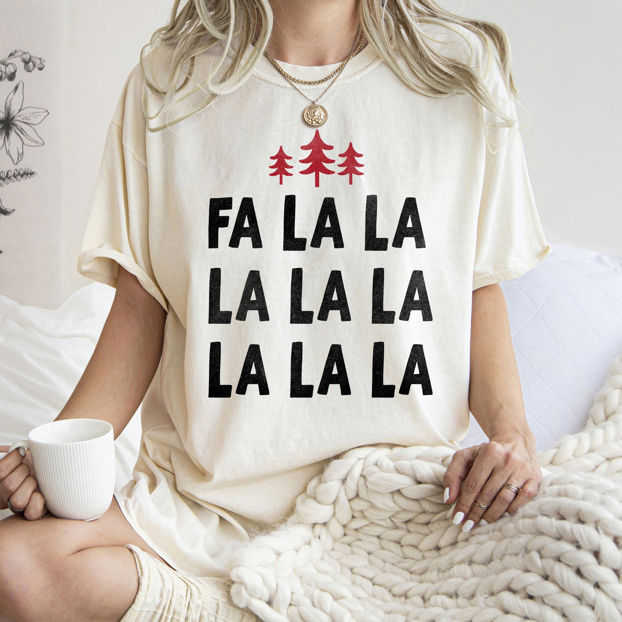 Fa La La Retro Christmas Trees Comfort Colors Tee