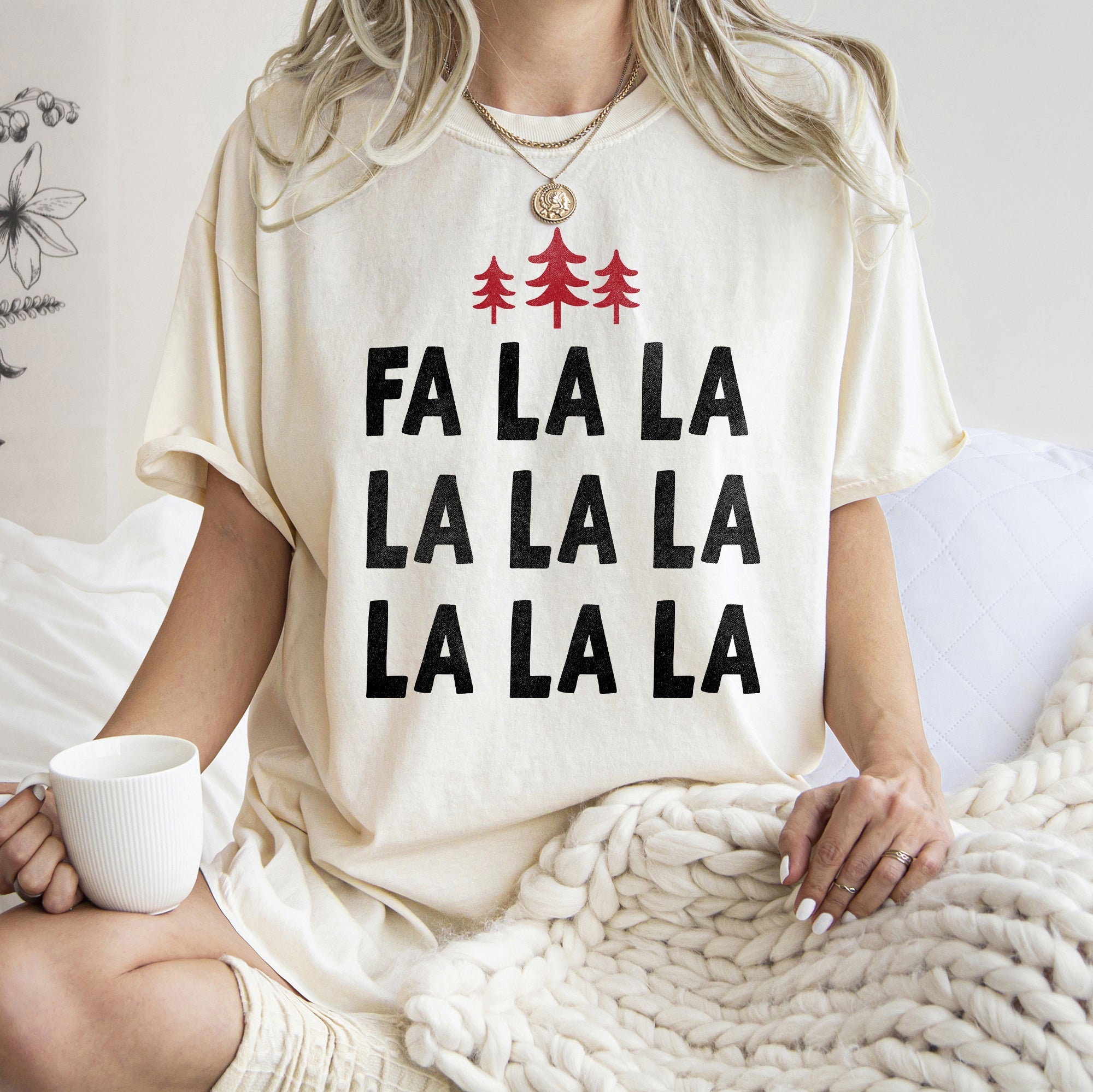 Fa La La Retro Christmas Trees Comfort Colors Tee