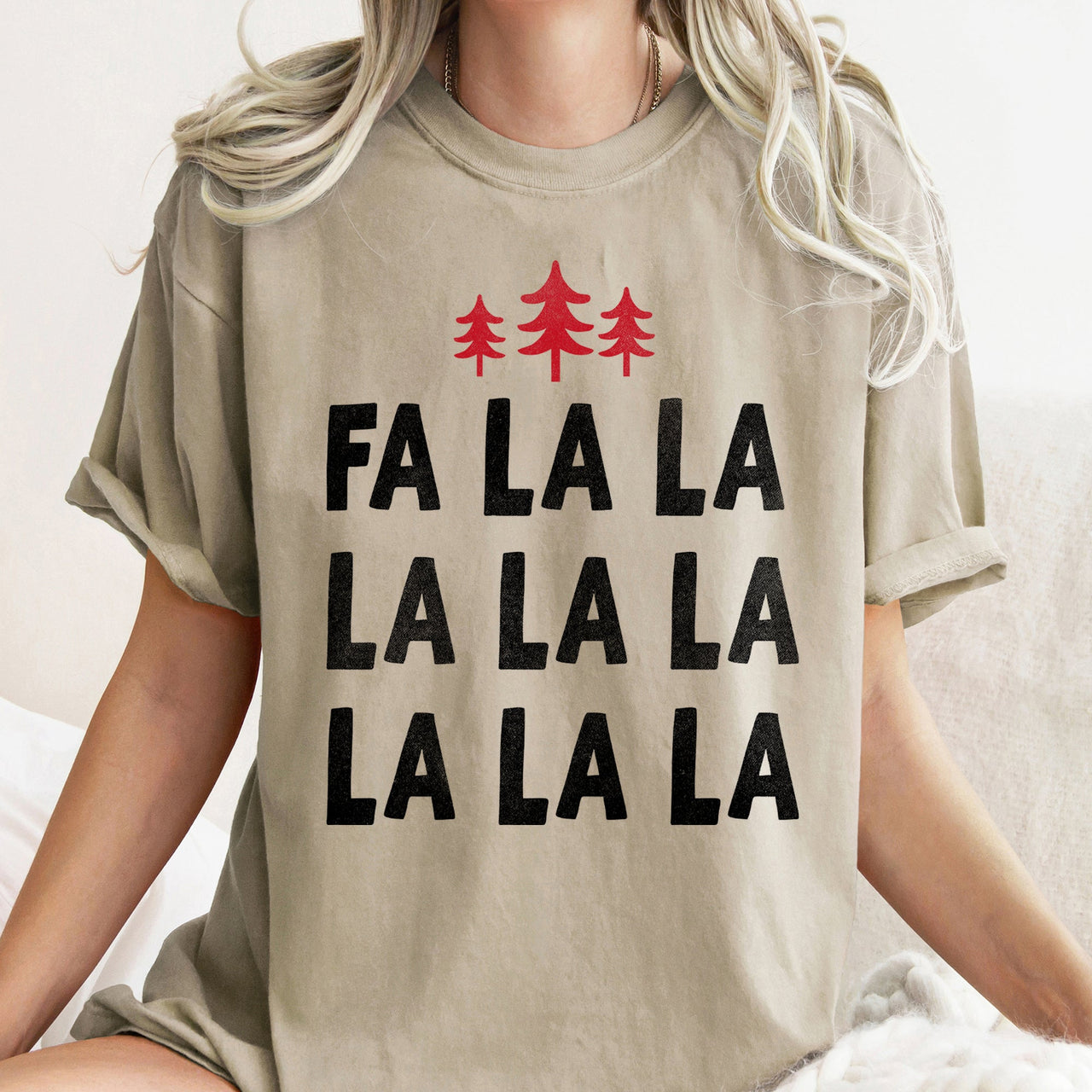 Fa La La Retro Christmas Trees Comfort Colors Tee