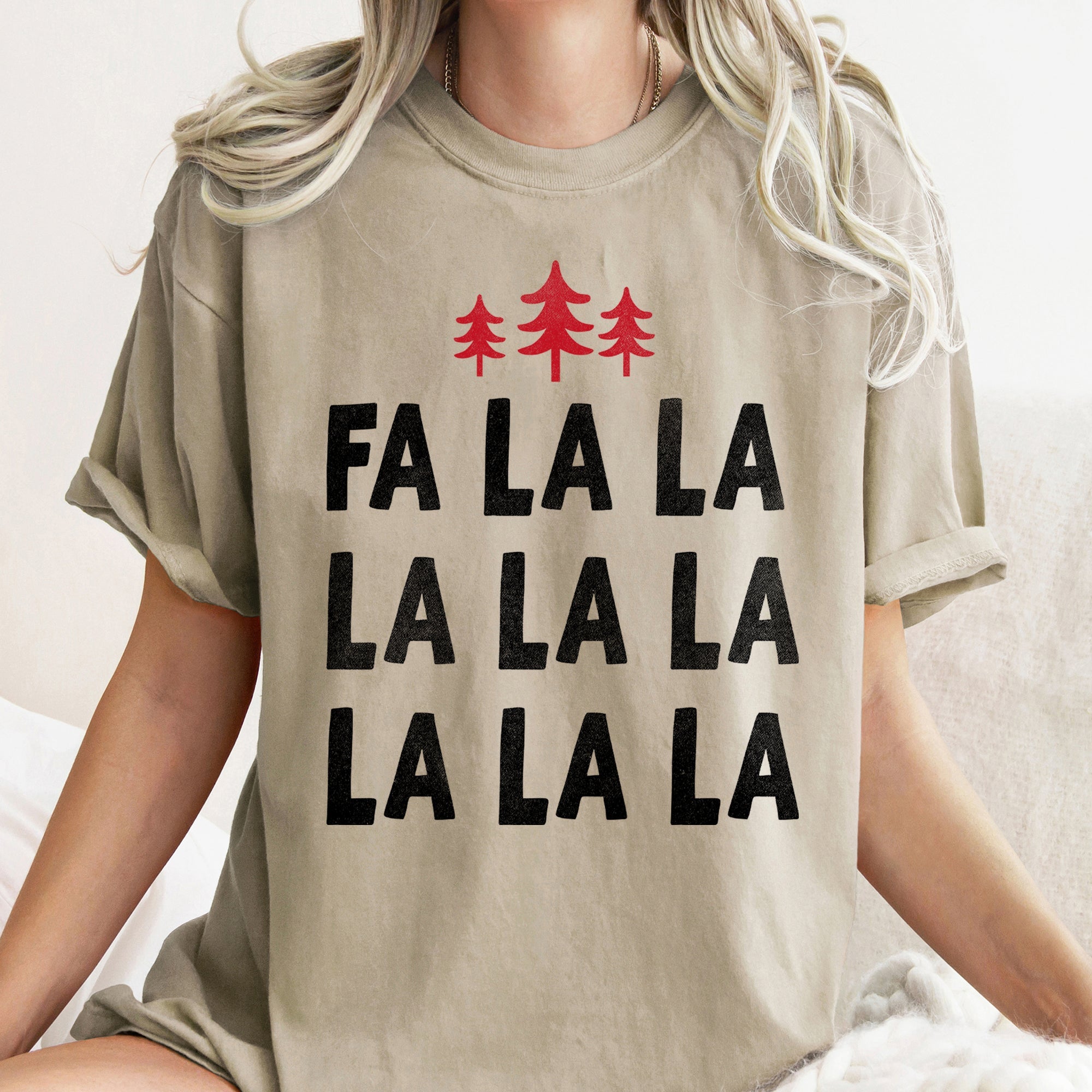 Fa La La Retro Christmas Trees Comfort Colors Tee
