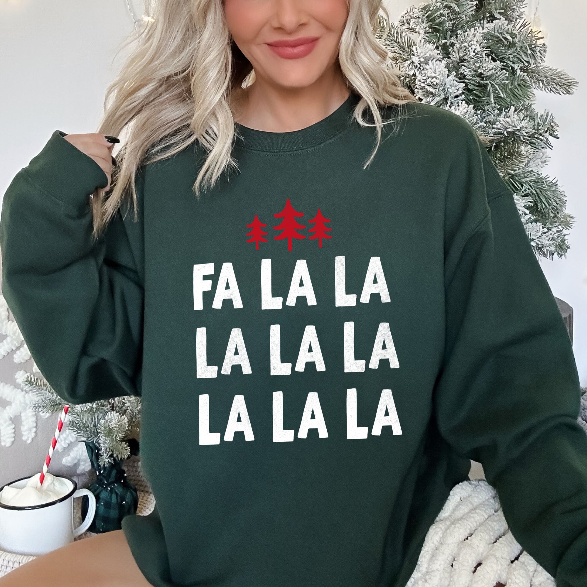 Fa La La, Retro Christmas Trees Sweatshirt