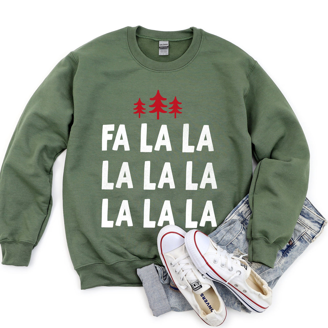 Fa La La, Retro Christmas Trees Sweatshirt