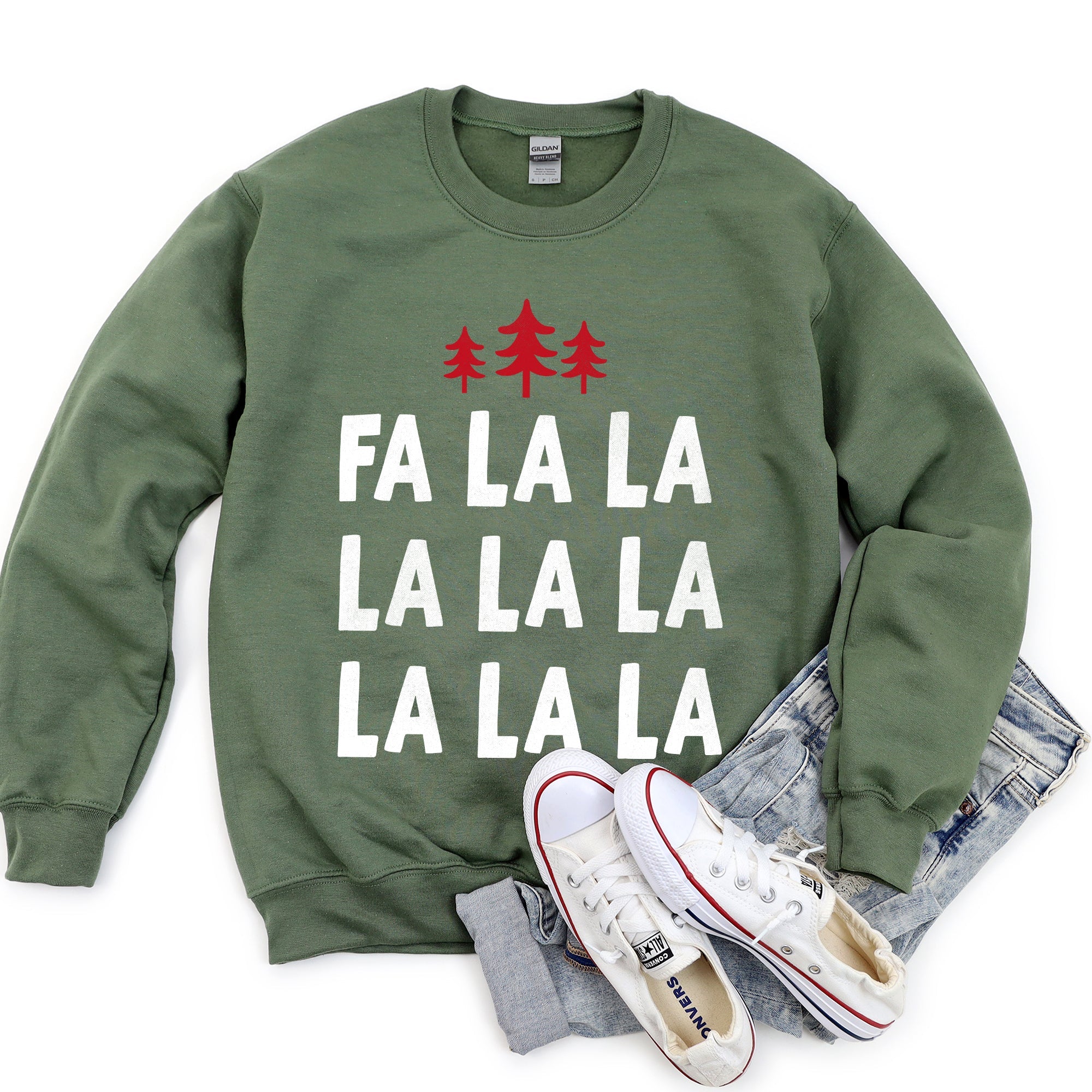 Fa La La, Retro Christmas Trees Sweatshirt