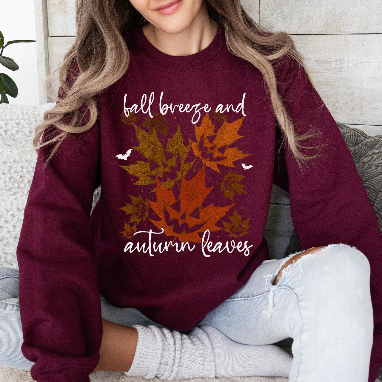 Fall Breeze and Autumn Leaves Halloween Sweatshirt