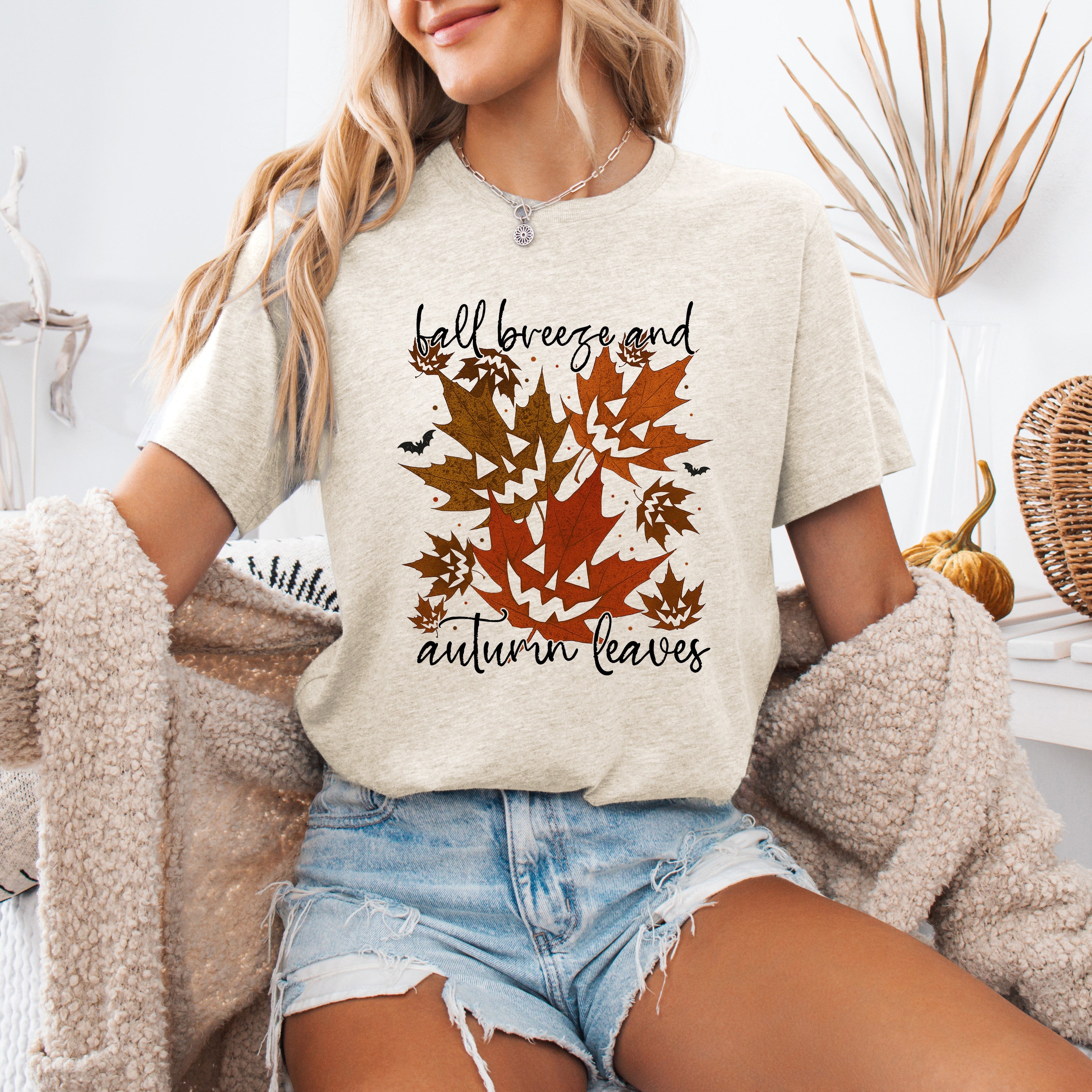 Fall Breeze And Autumn Leaves Halloween Nightfall Celebration And Cozy Seasonal Palette Graphic Tee