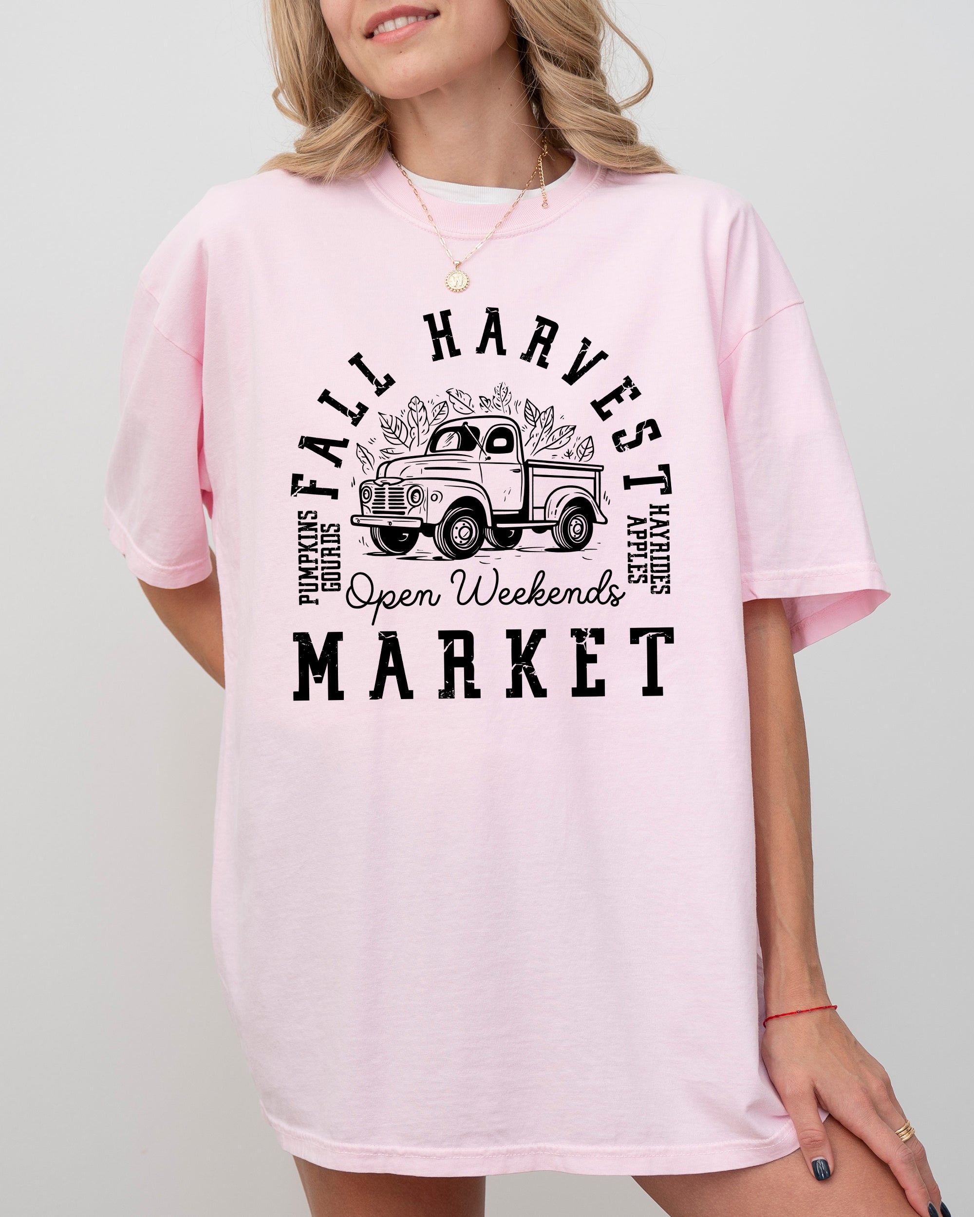 Fall Harvest Market Hayrides Pumpkins Autumn Thanksgiving Halloween Comfort Colors Tee