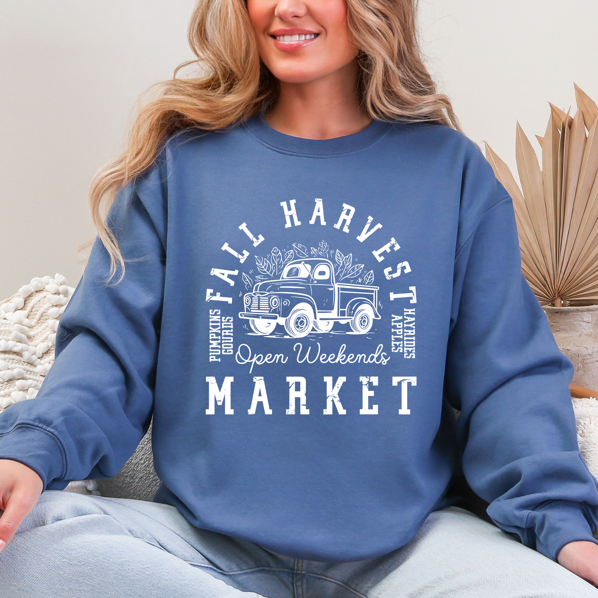 Fall Harvest Market Pumpkins Autumn Cozy Rustic Orchard Scene Graphic Art Sweatshirt