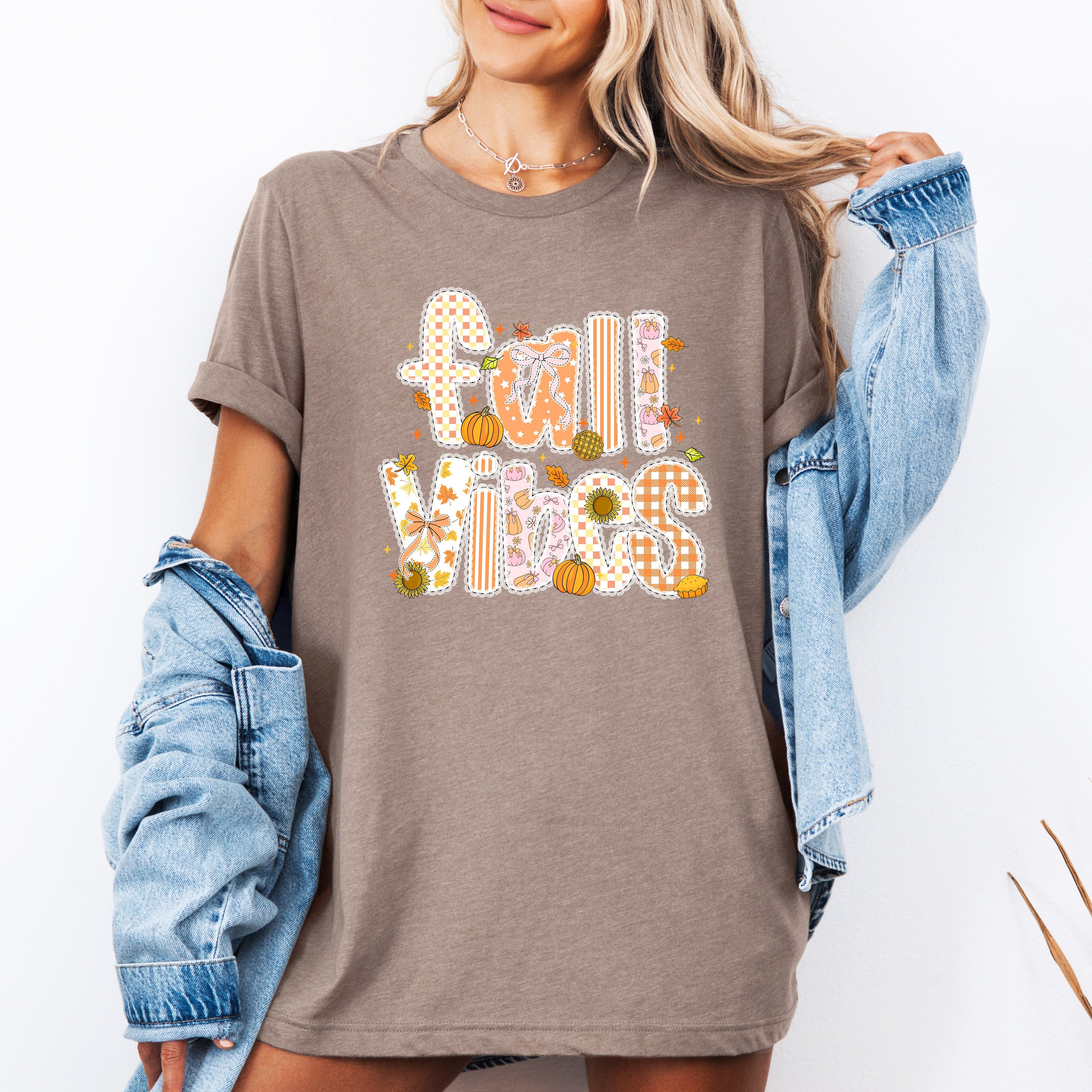 Fall Vibes Halloween Pumpkin Autumn Cozy Seasonal Cheer Vintage Rustic Warm Festive Nighttime Graphic Tee